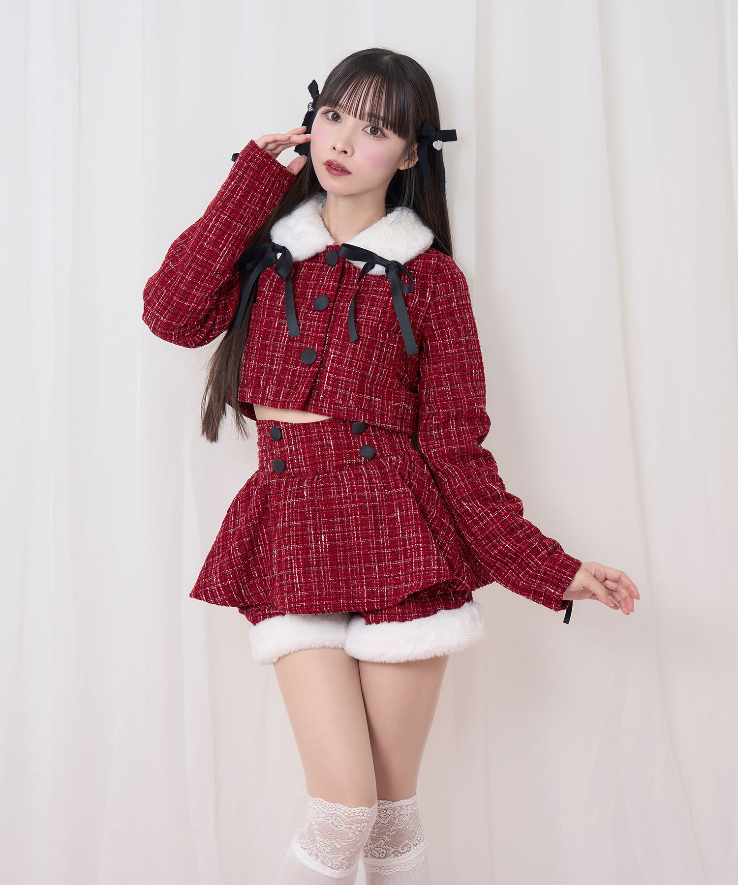 ツイードファーショートジャケット