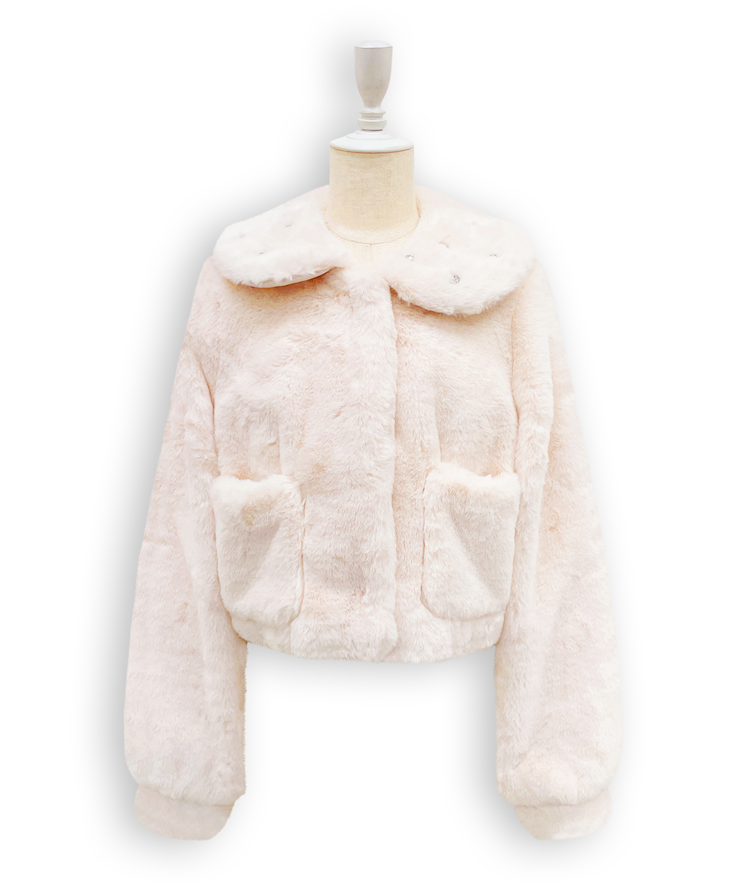 ビジュー衿エコファーリボンコート