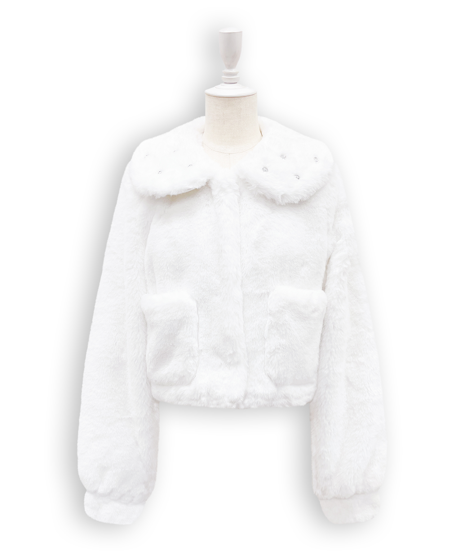 ビジュー衿エコファーリボンコート