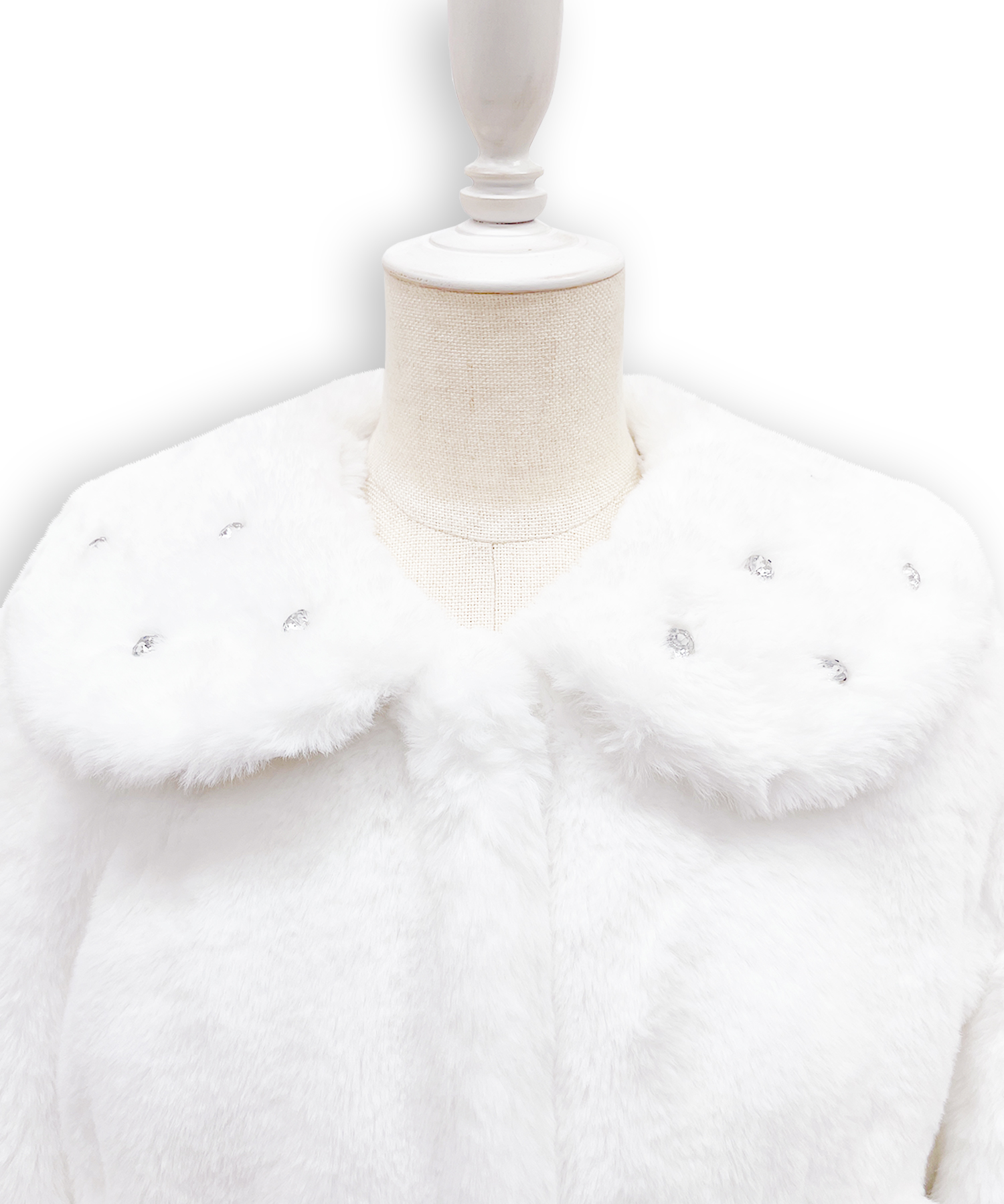 ビジュー衿エコファーリボンコート