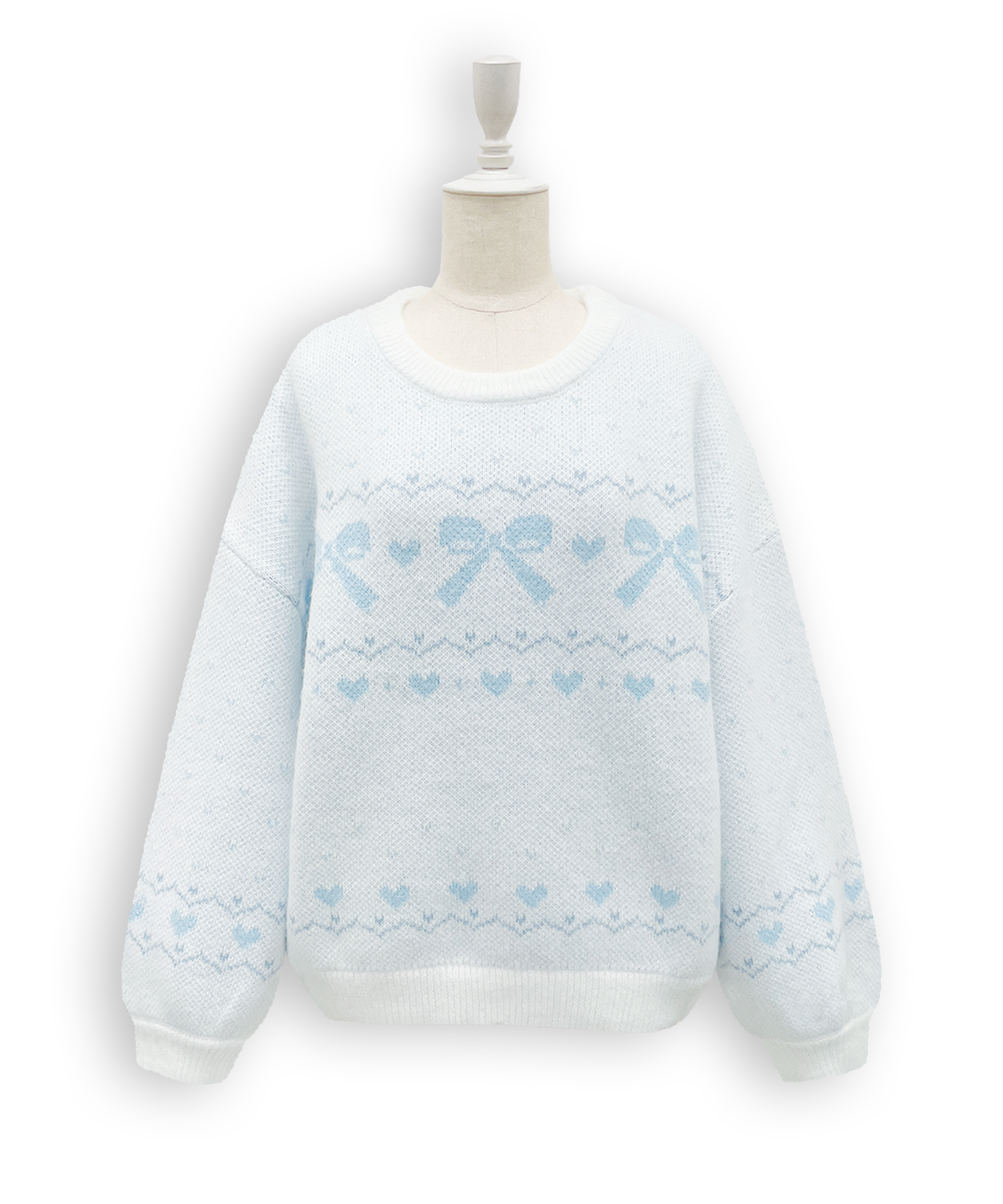 リボンジャガードオーバーニット