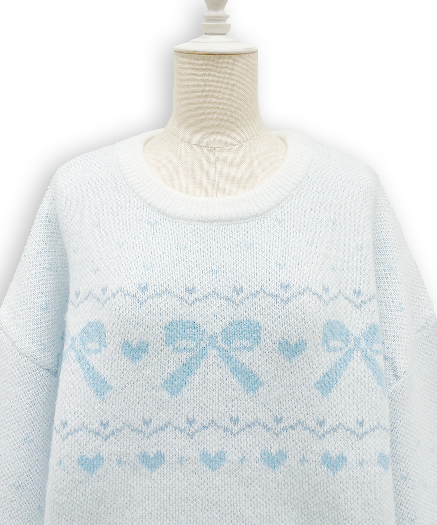 リボンジャガードオーバーニット