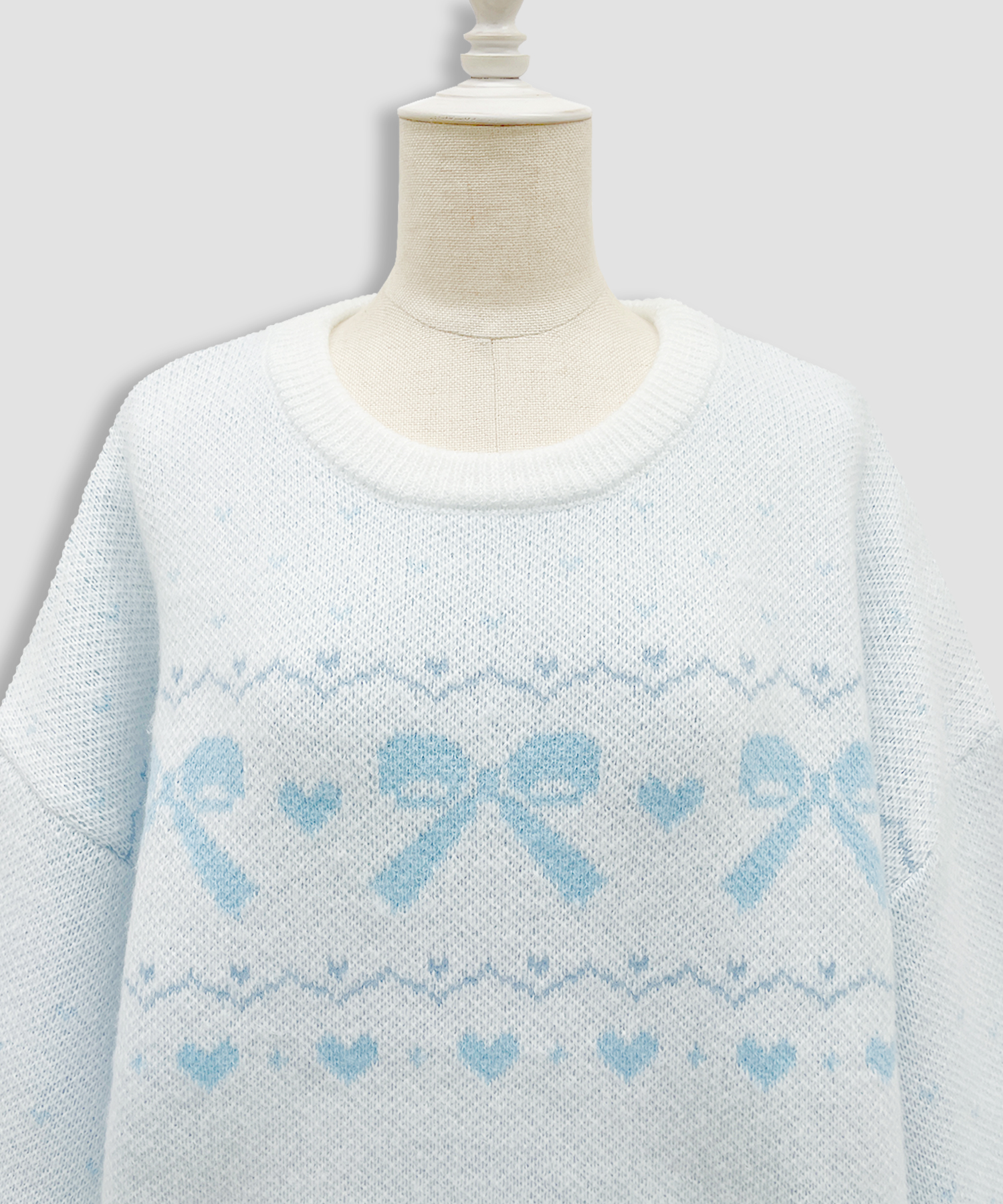 リボンジャガードオーバーニット