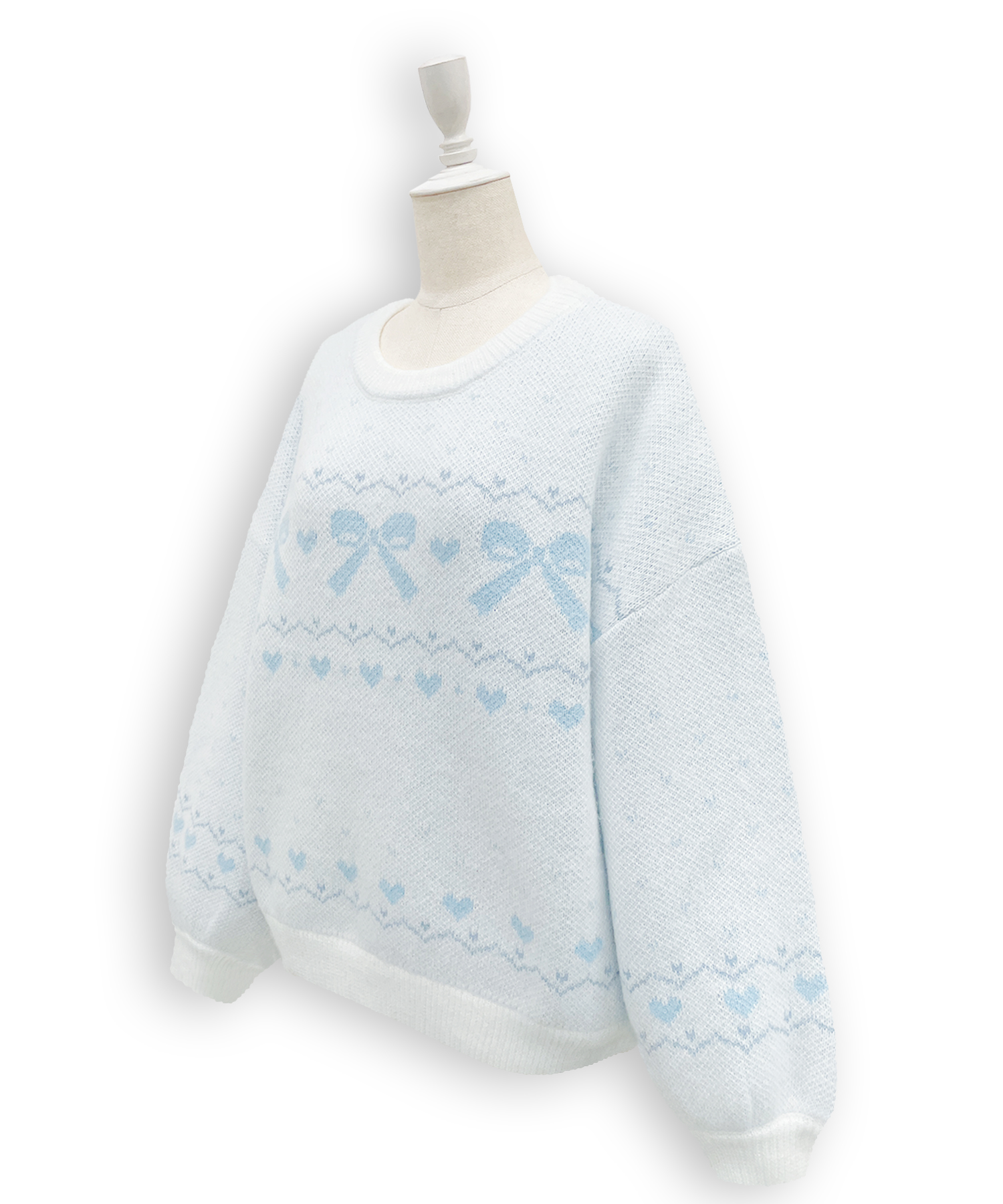 リボンジャガードオーバーニット