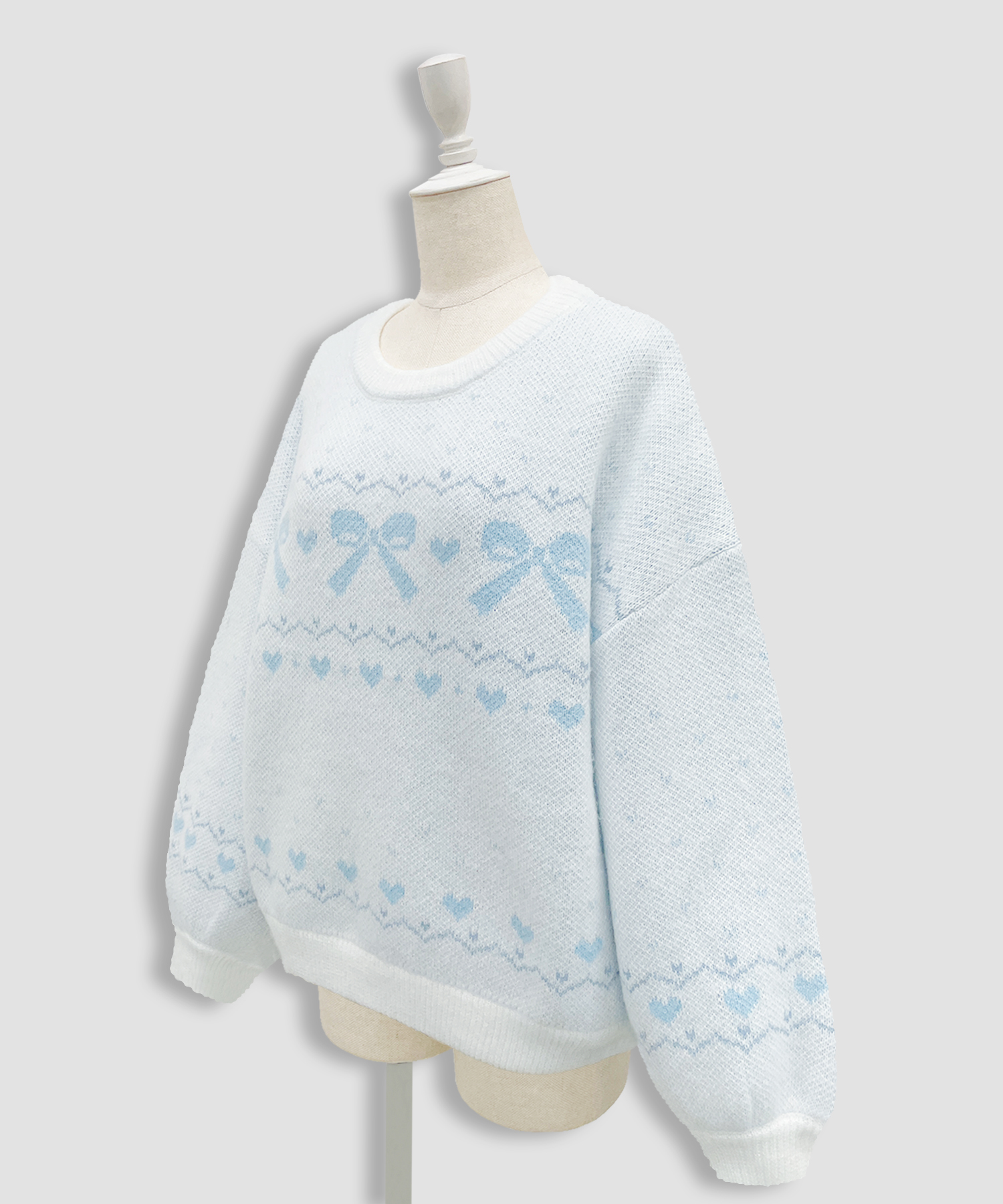 リボンジャガードオーバーニット