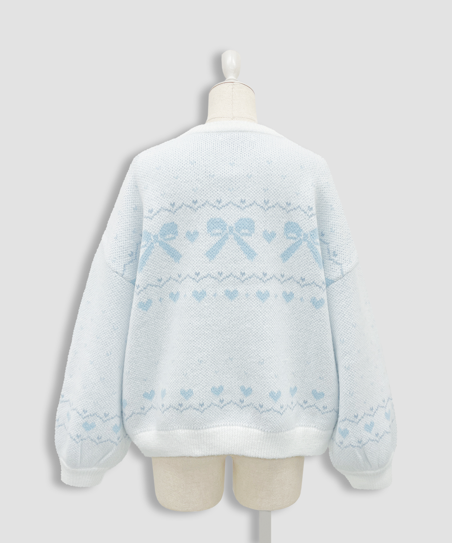 リボンジャガードオーバーニット