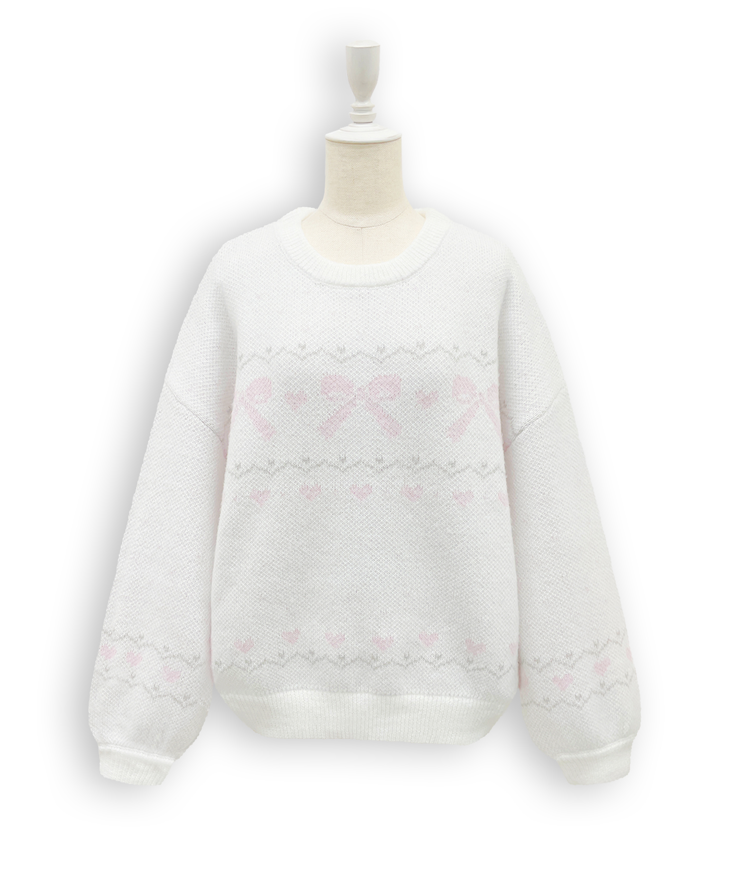 リボンジャガードオーバーニット