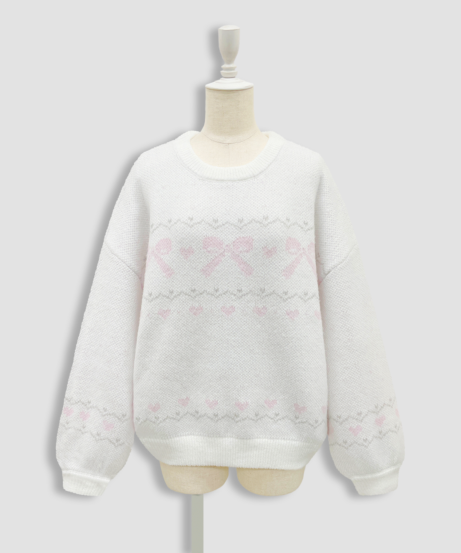 リボンジャガードオーバーニット