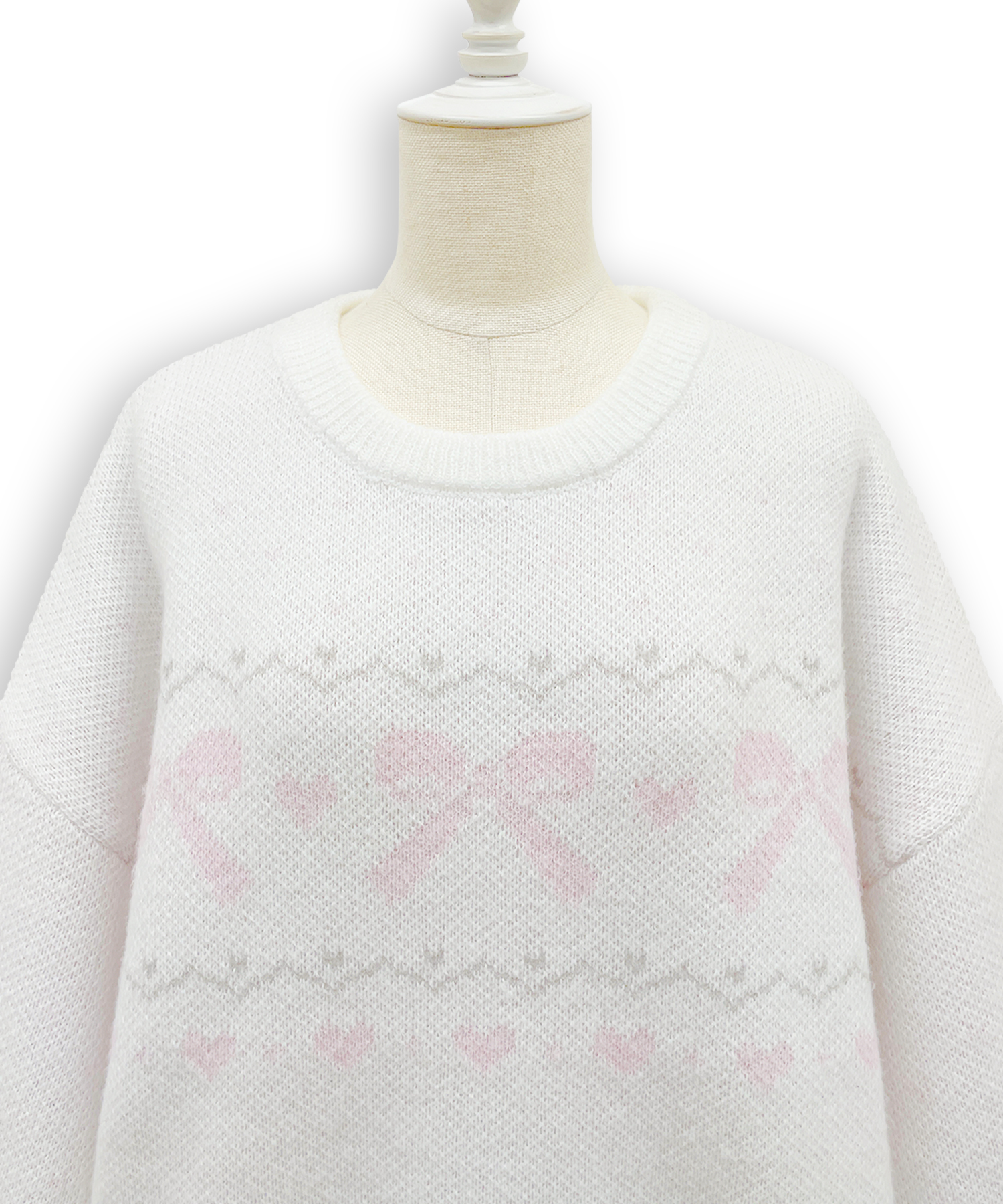 リボンジャガードオーバーニット