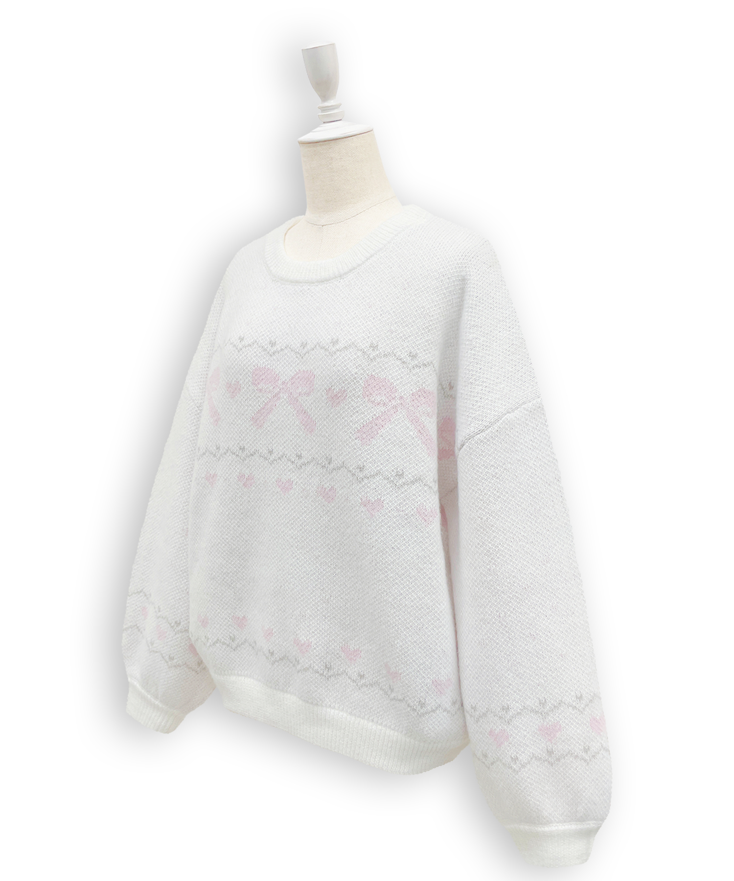 リボンジャガードオーバーニット