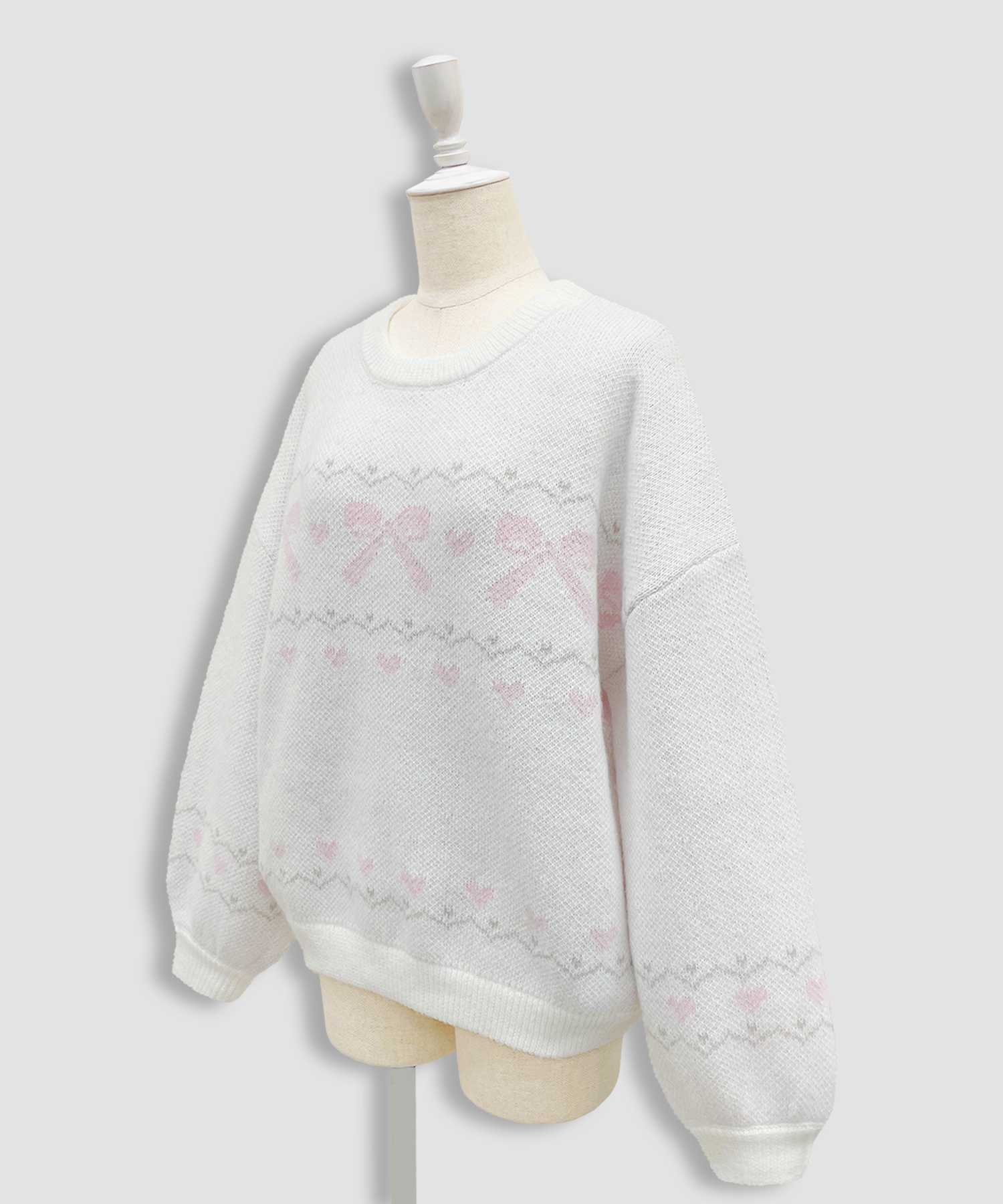 リボンジャガードオーバーニット