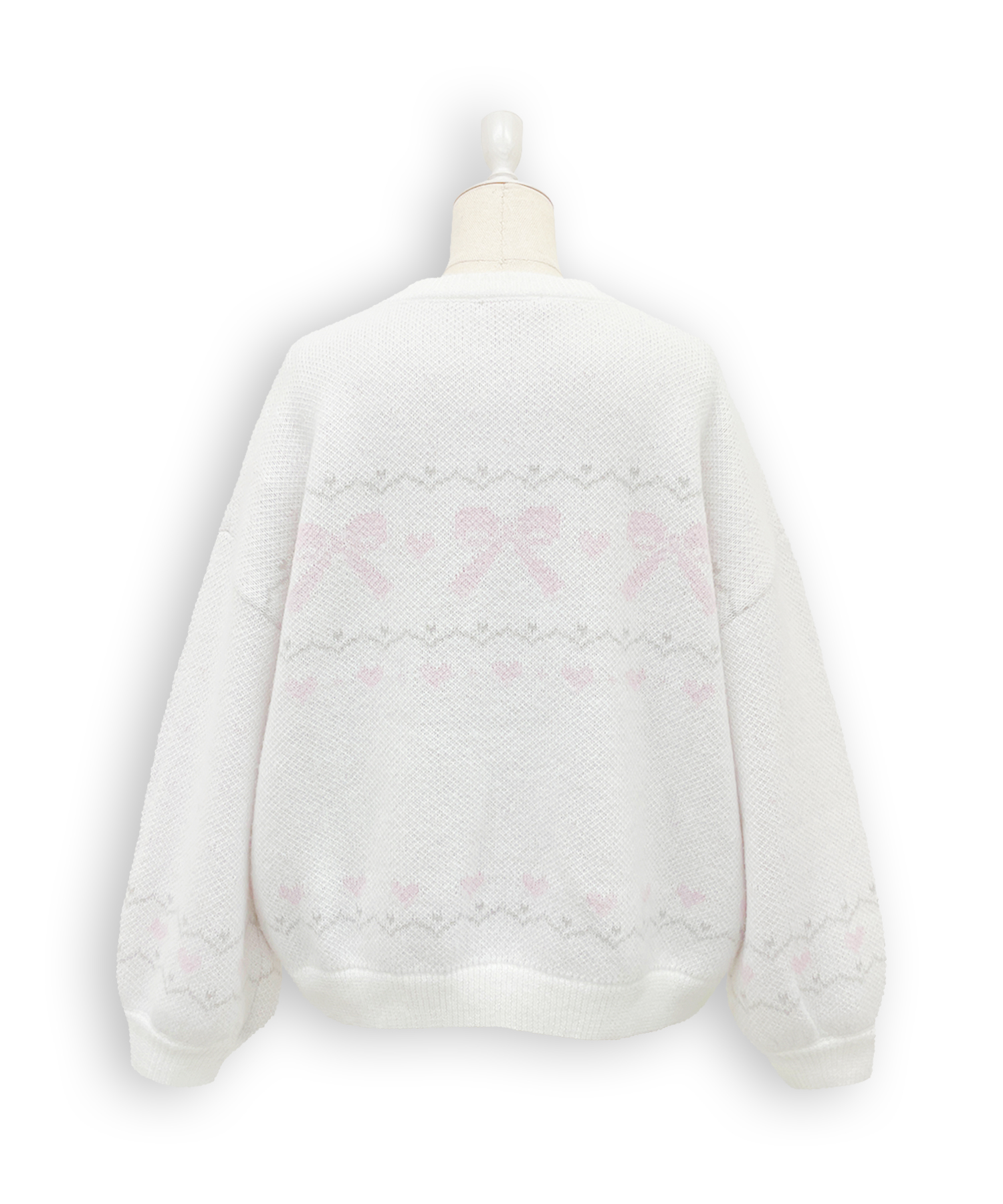 リボンジャガードオーバーニット