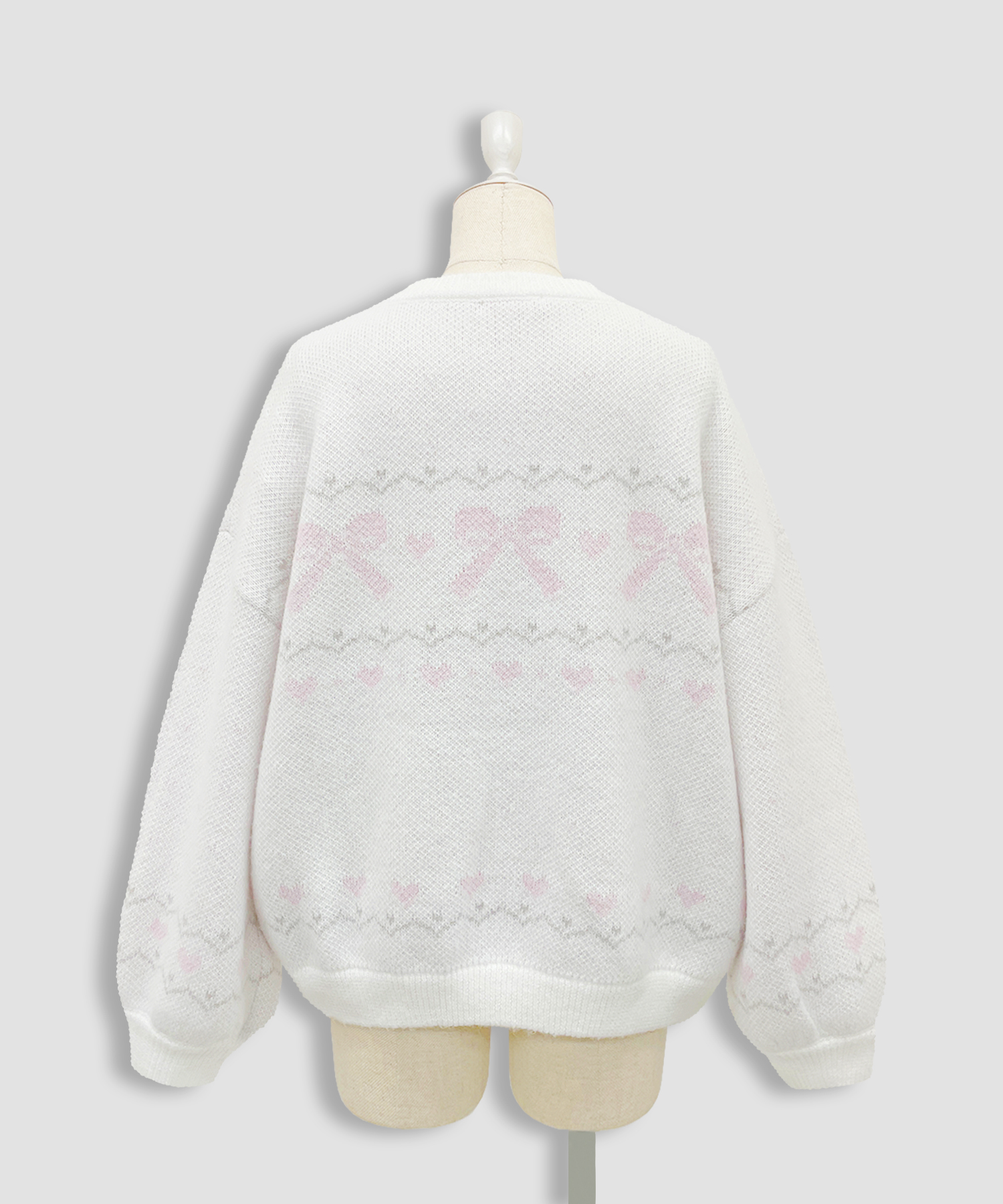 リボンジャガードオーバーニット