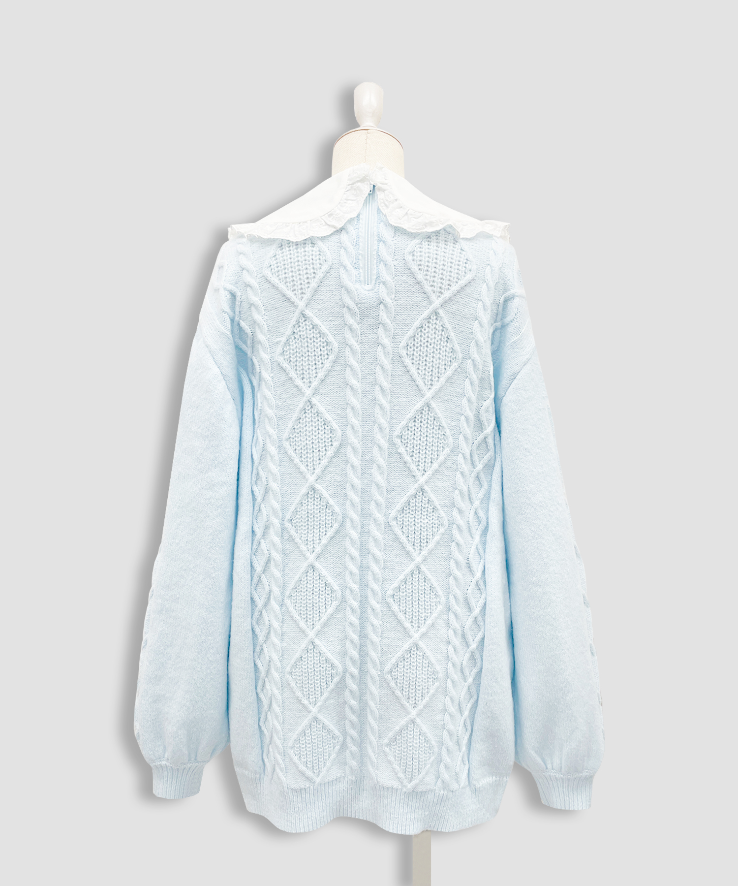 配色ヨークコットンレースニットワンピース