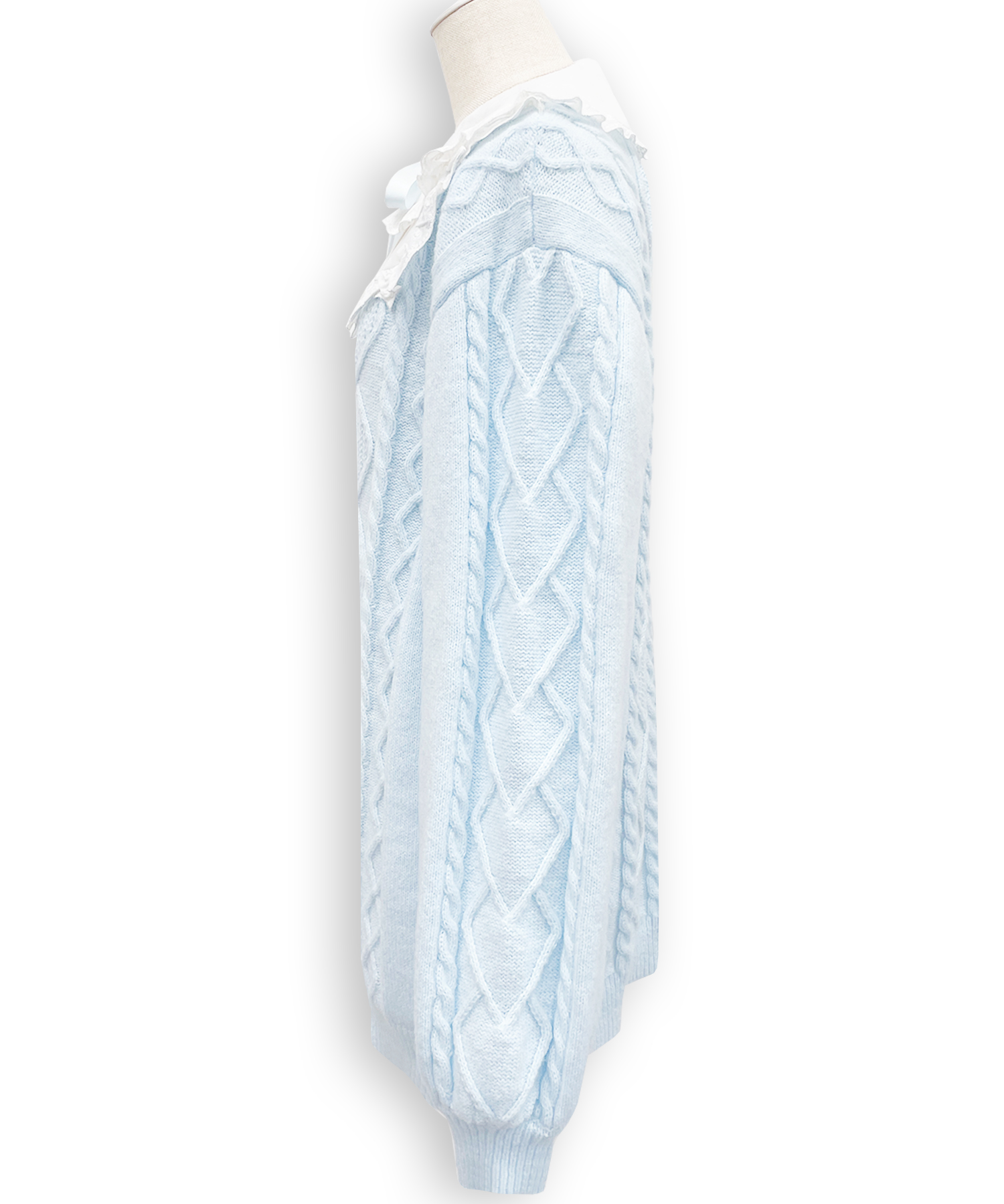 配色ヨークコットンレースニットワンピース