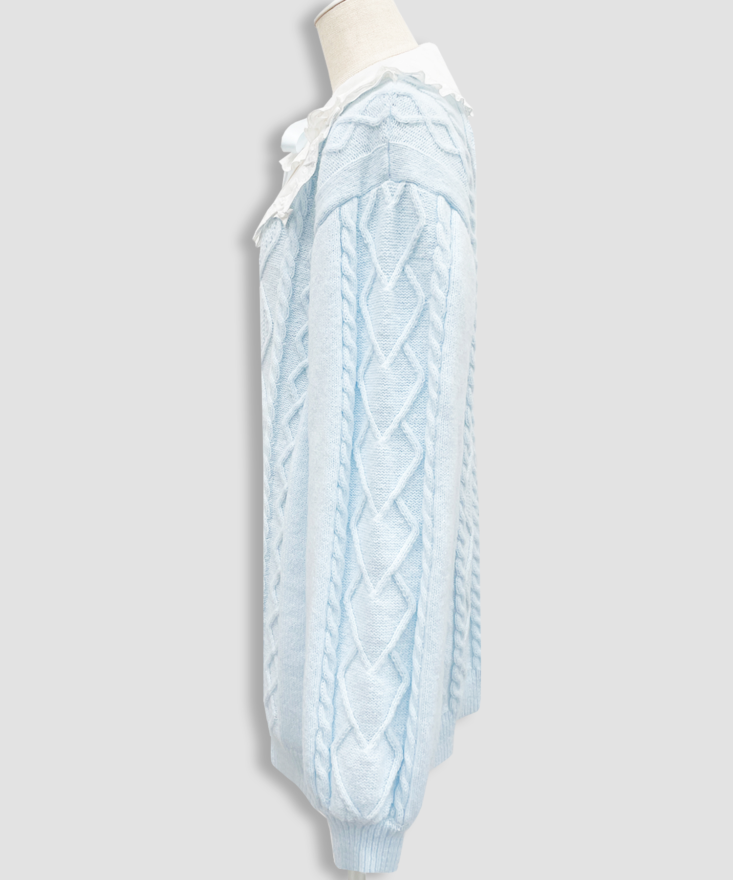 配色ヨークコットンレースニットワンピース