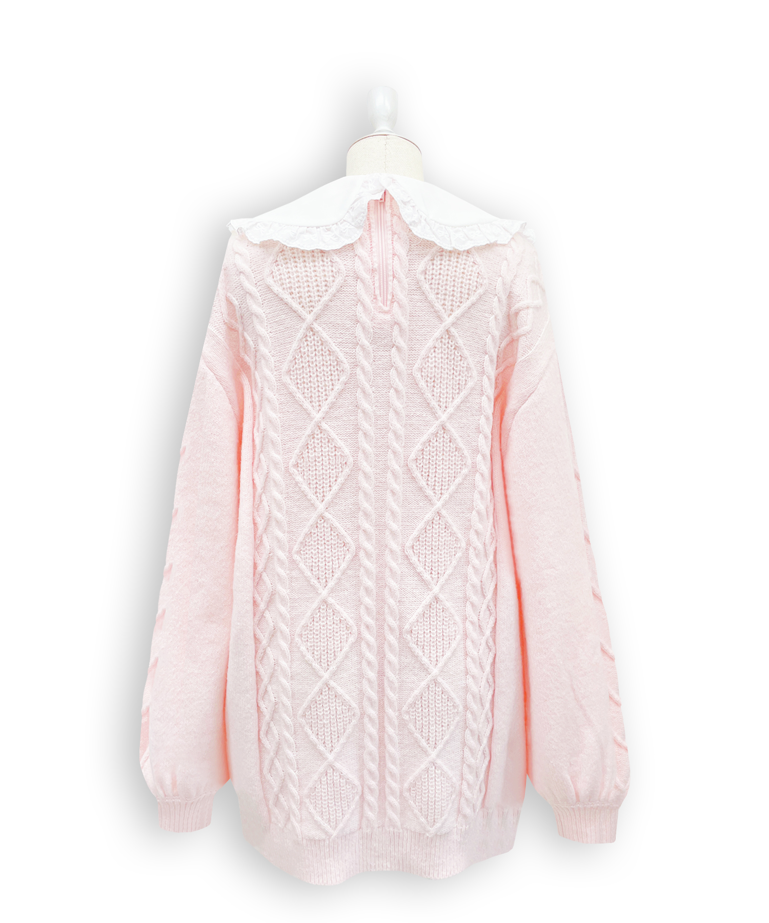 配色ヨークコットンレースニットワンピース