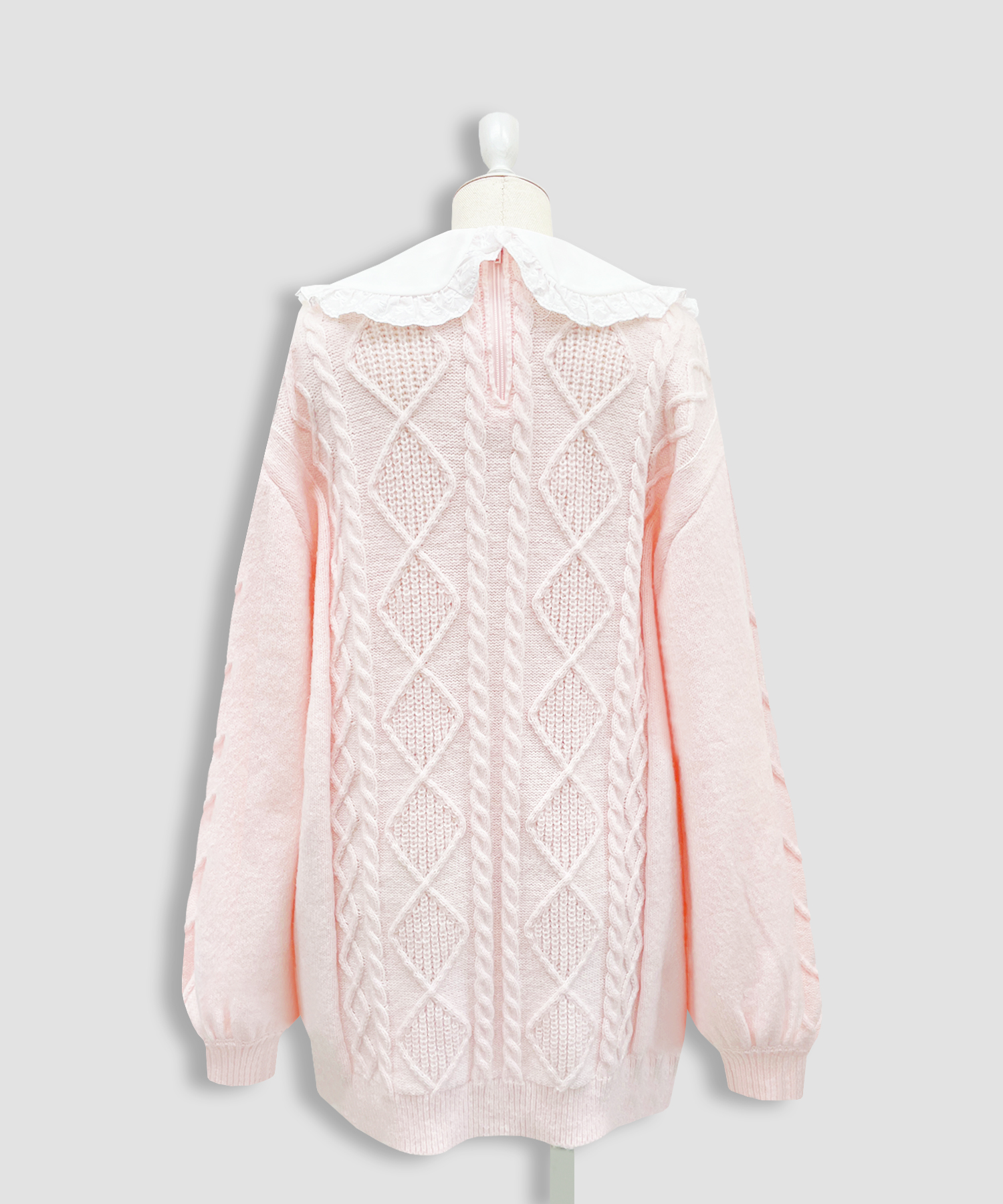 配色ヨークコットンレースニットワンピース