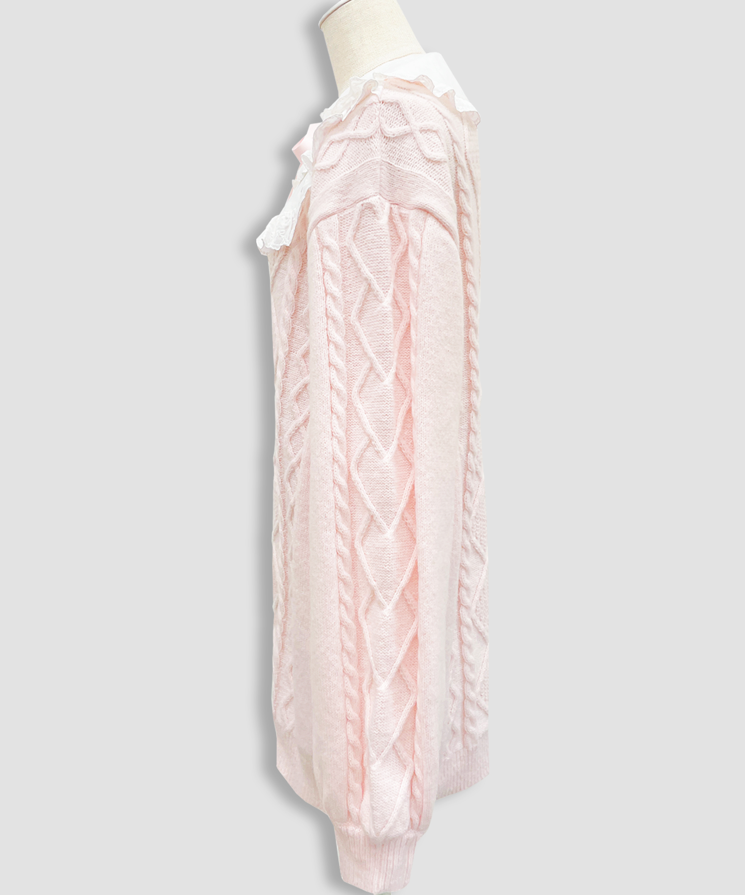 配色ヨークコットンレースニットワンピース