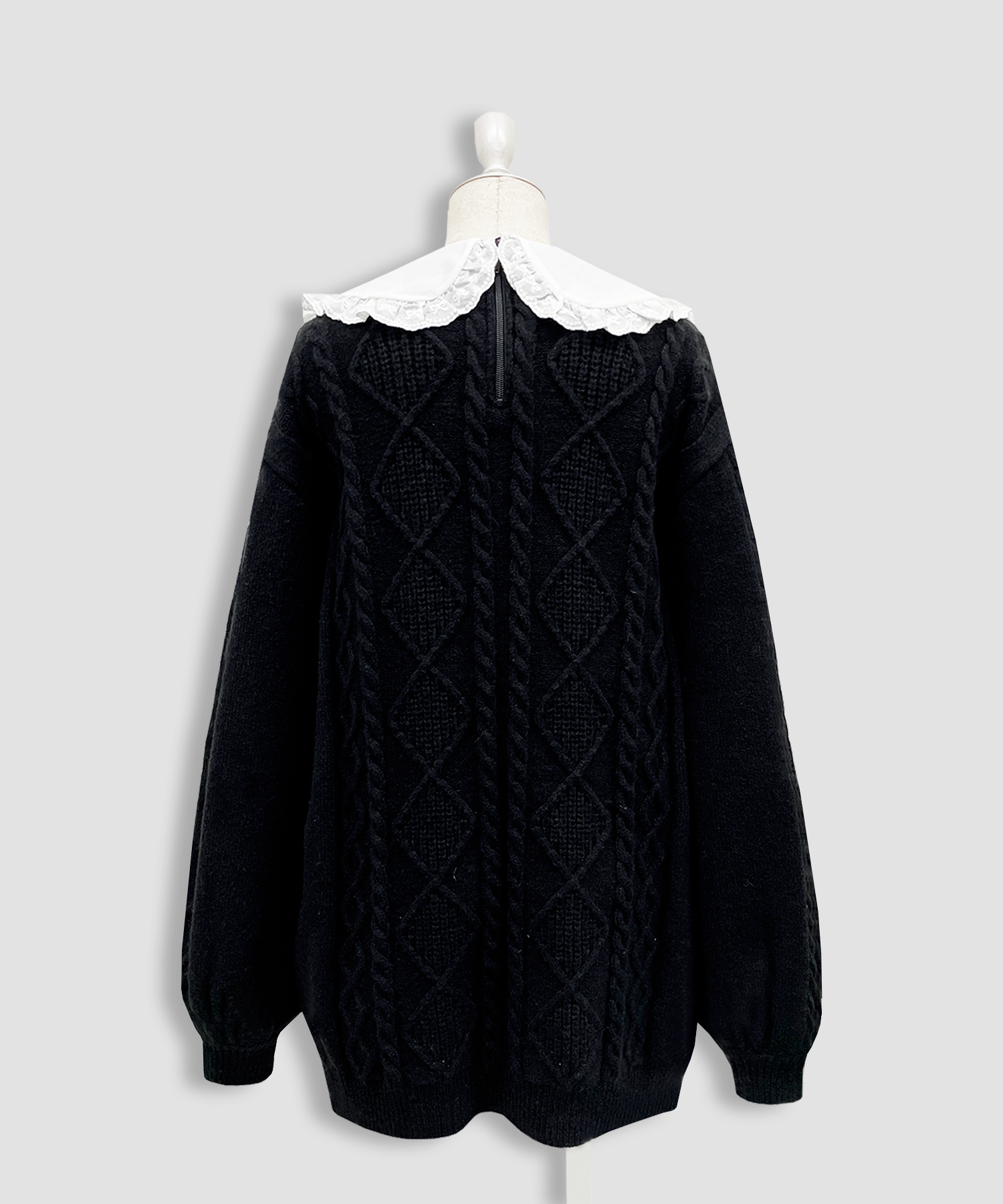 配色ヨークコットンレースニットワンピース