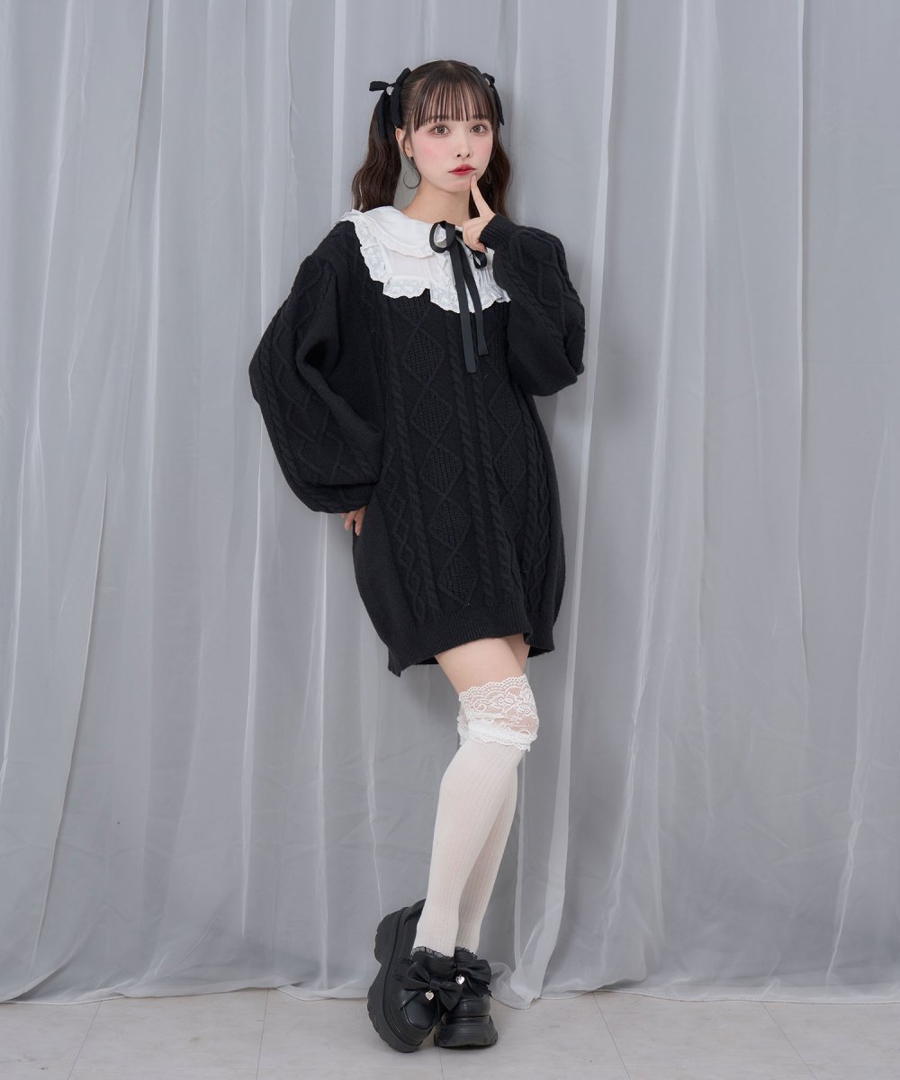 配色ヨークコットンレースニットワンピース – BUNNY APARTMENT