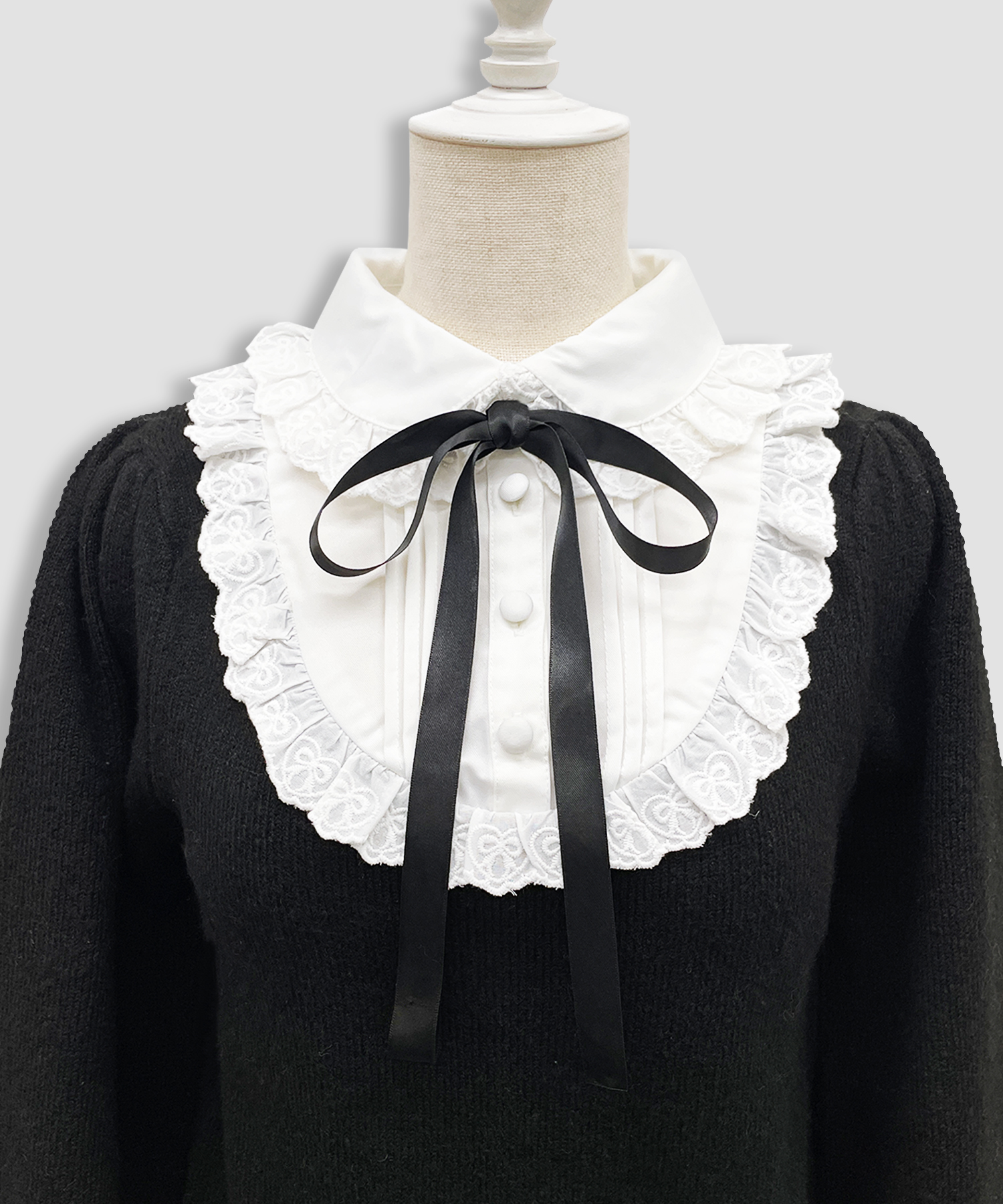 ヨーク切替コットンレースニットトップス