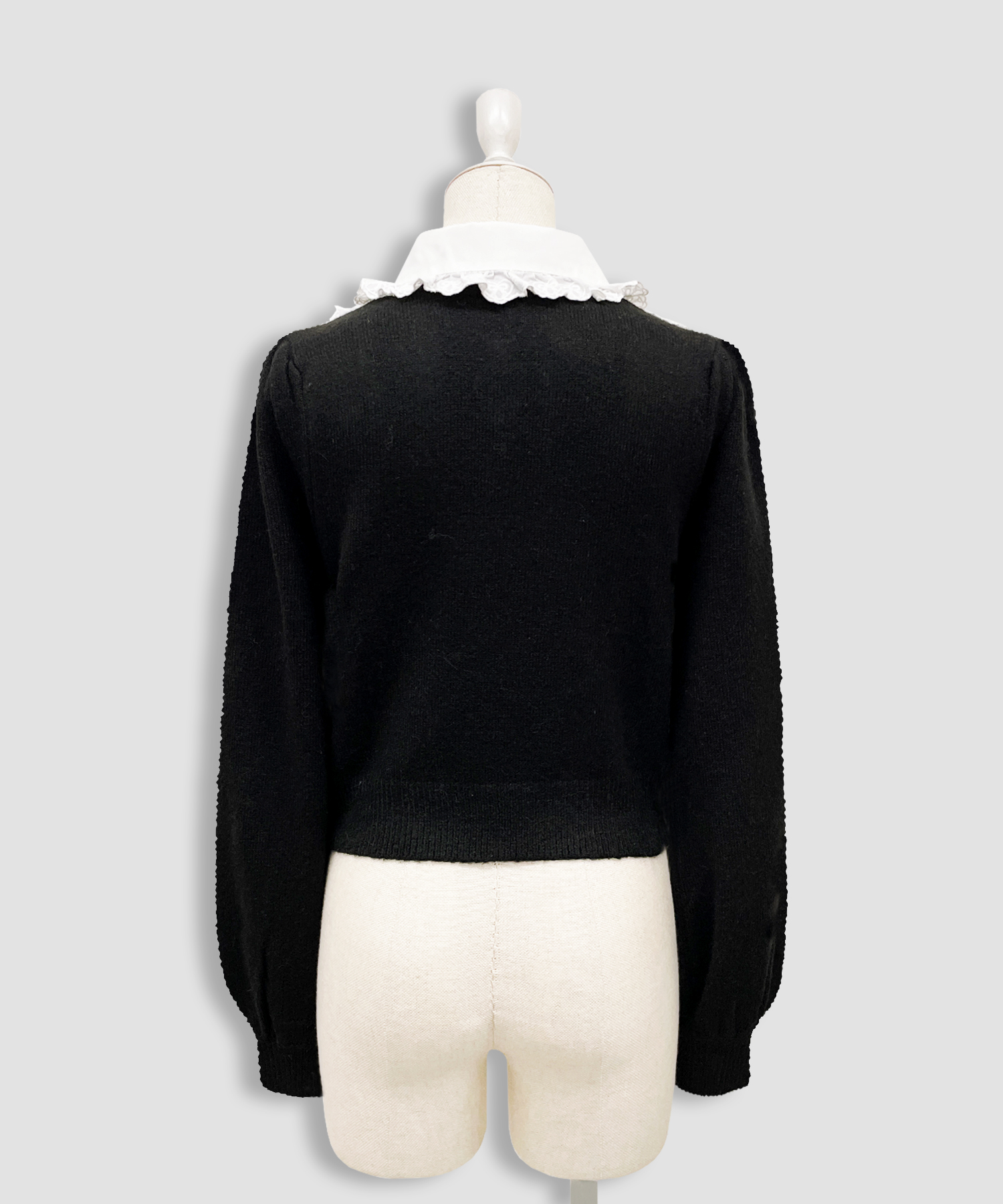 ヨーク切替コットンレースニットトップス