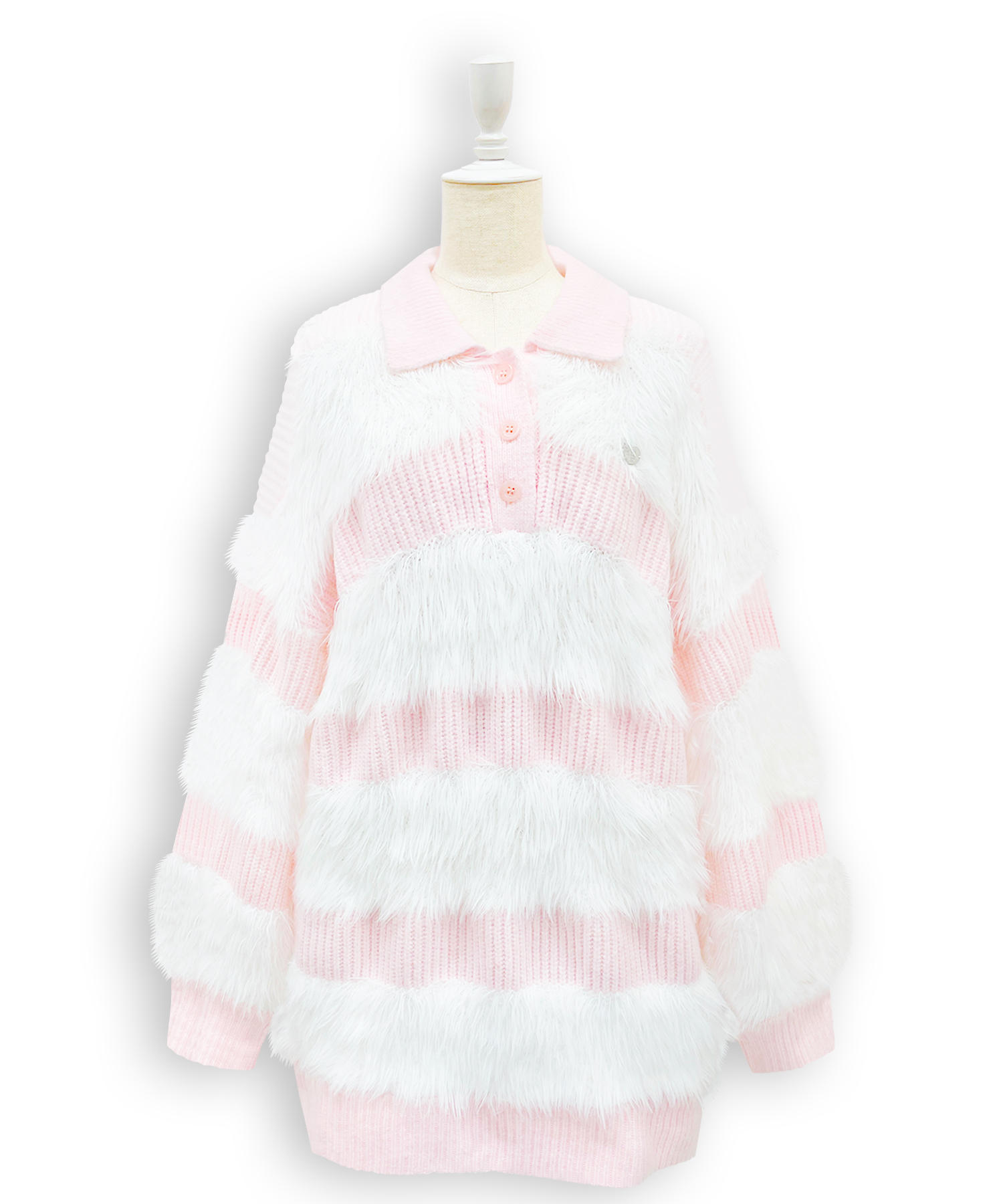 襟付きボーダーニットワンピ