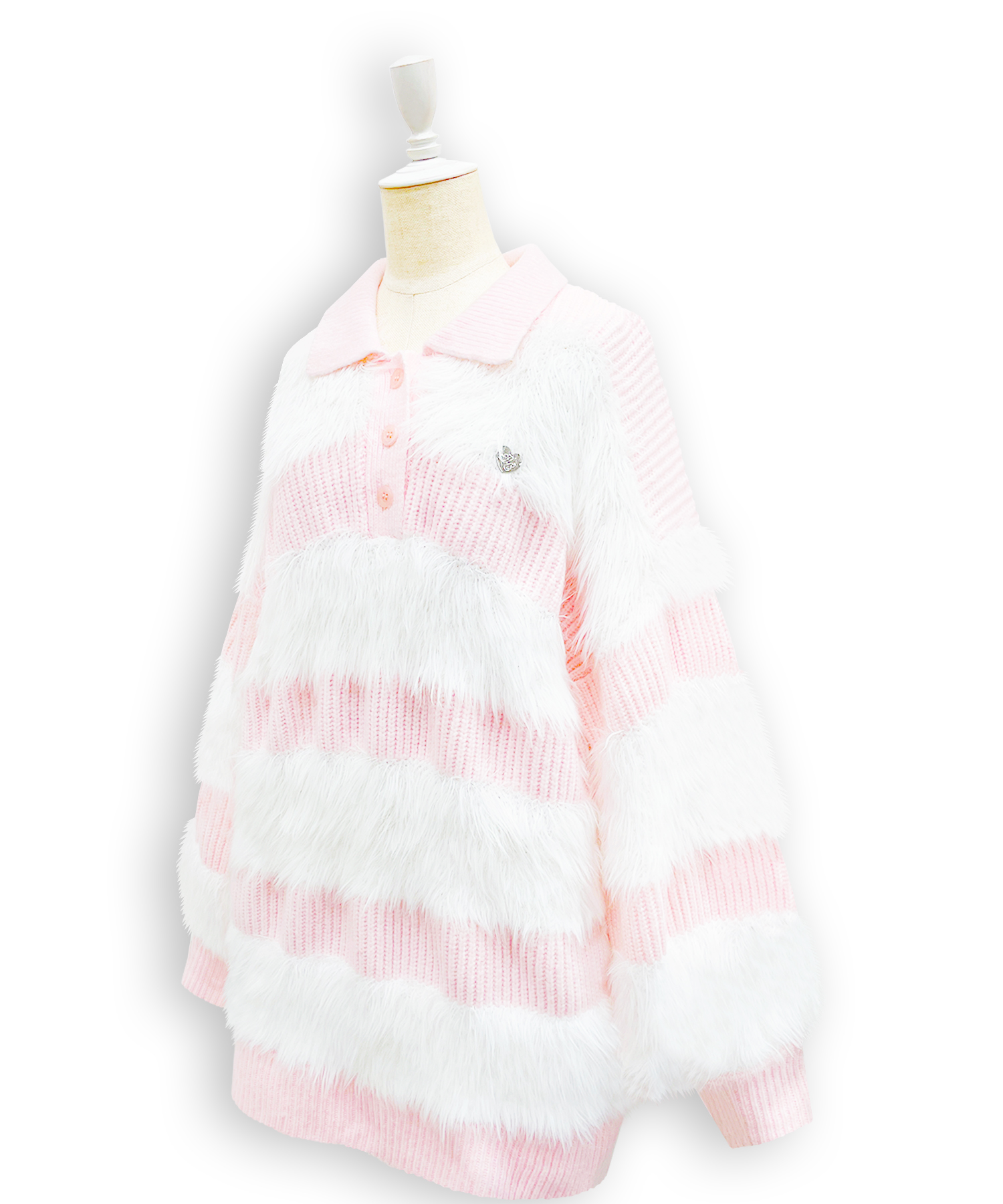 襟付きボーダーニットワンピ