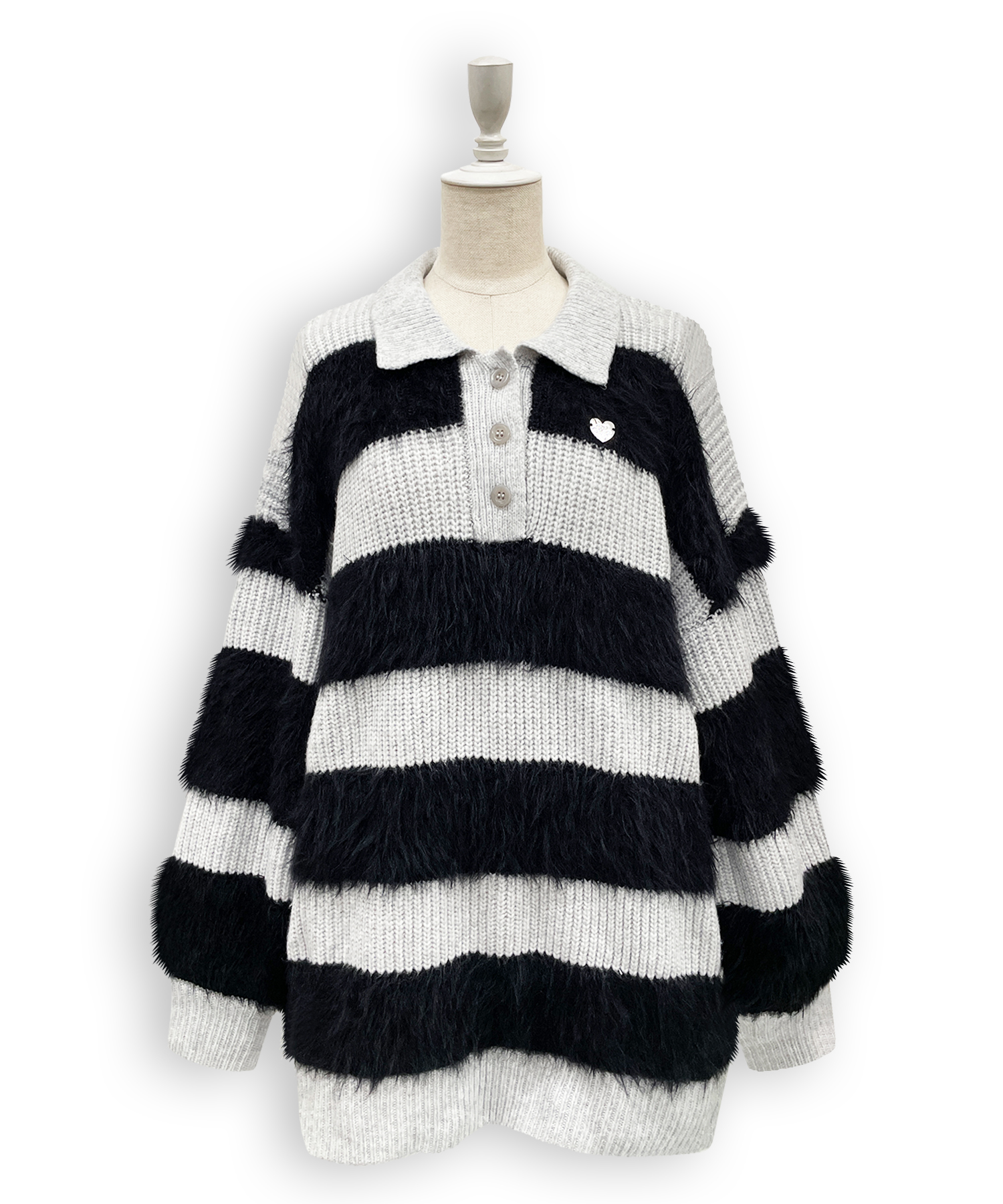 襟付きボーダーニットワンピ