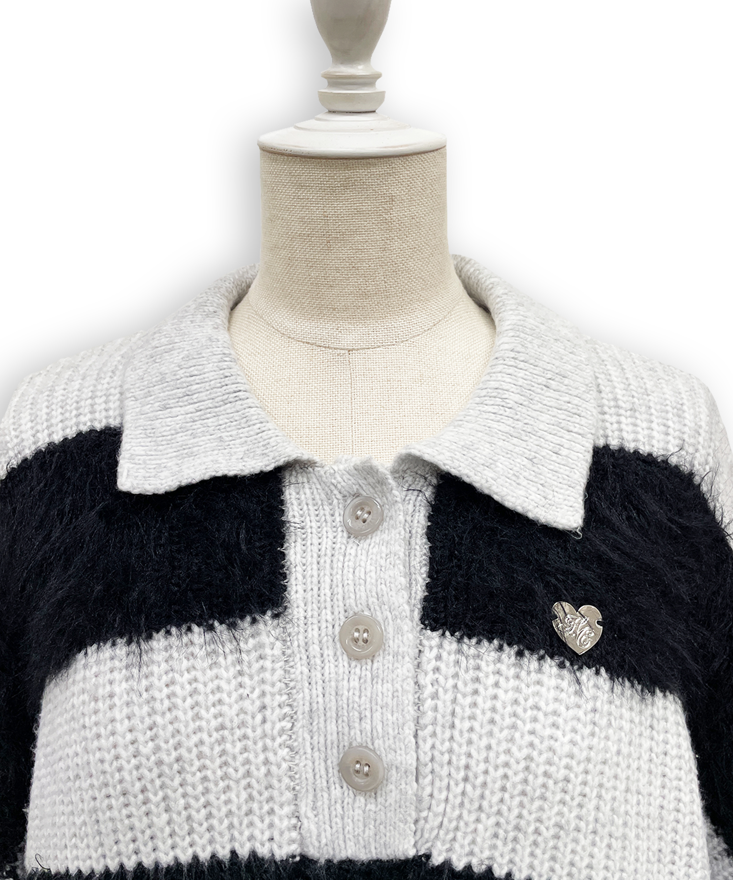 襟付きボーダーニットワンピ