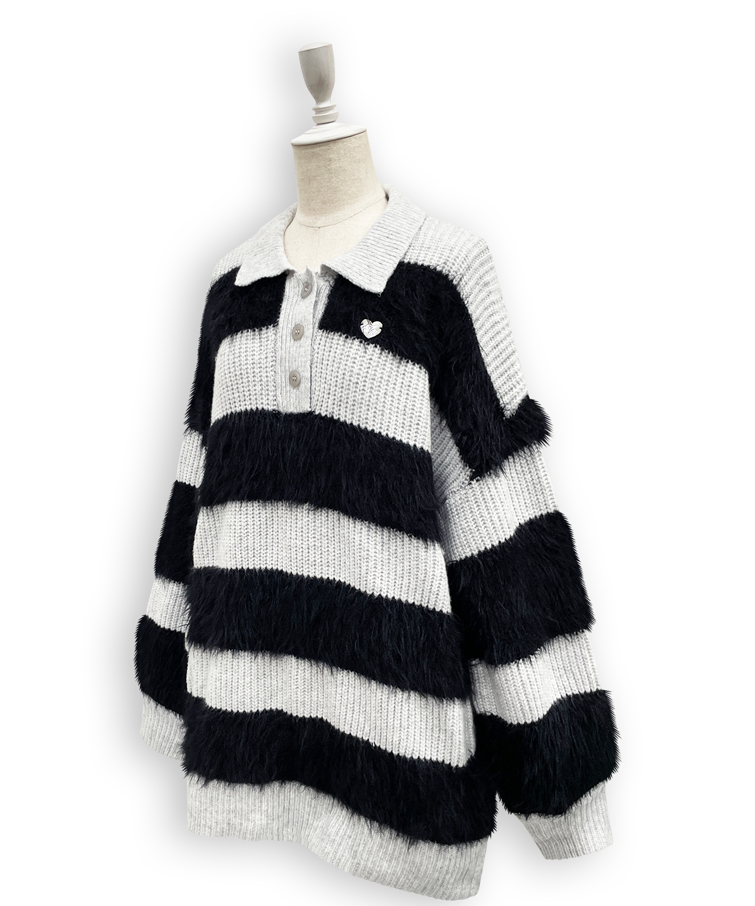 襟付きボーダーニットワンピ