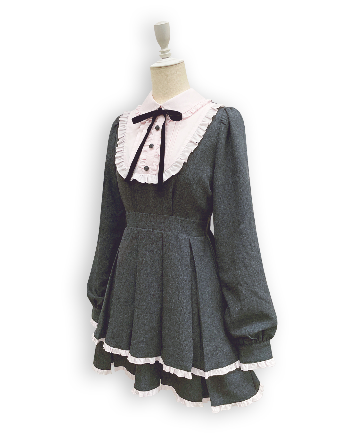 ベロアリボン配色ヨークワンピース – BUNNY APARTMENT
