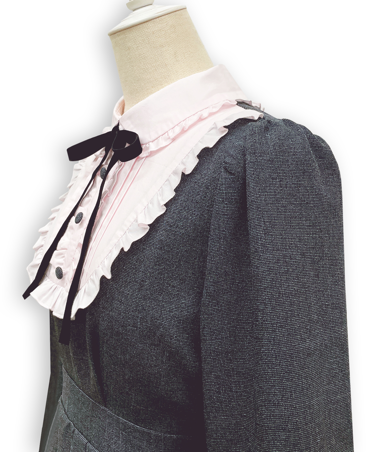 ベロアリボン配色ヨークワンピース