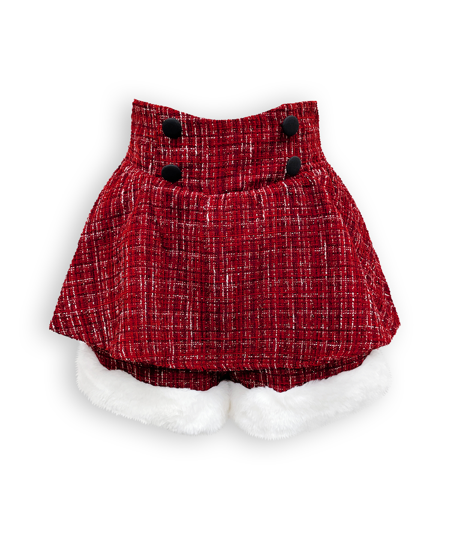 裾ファーツイードペプラムショートパンツ