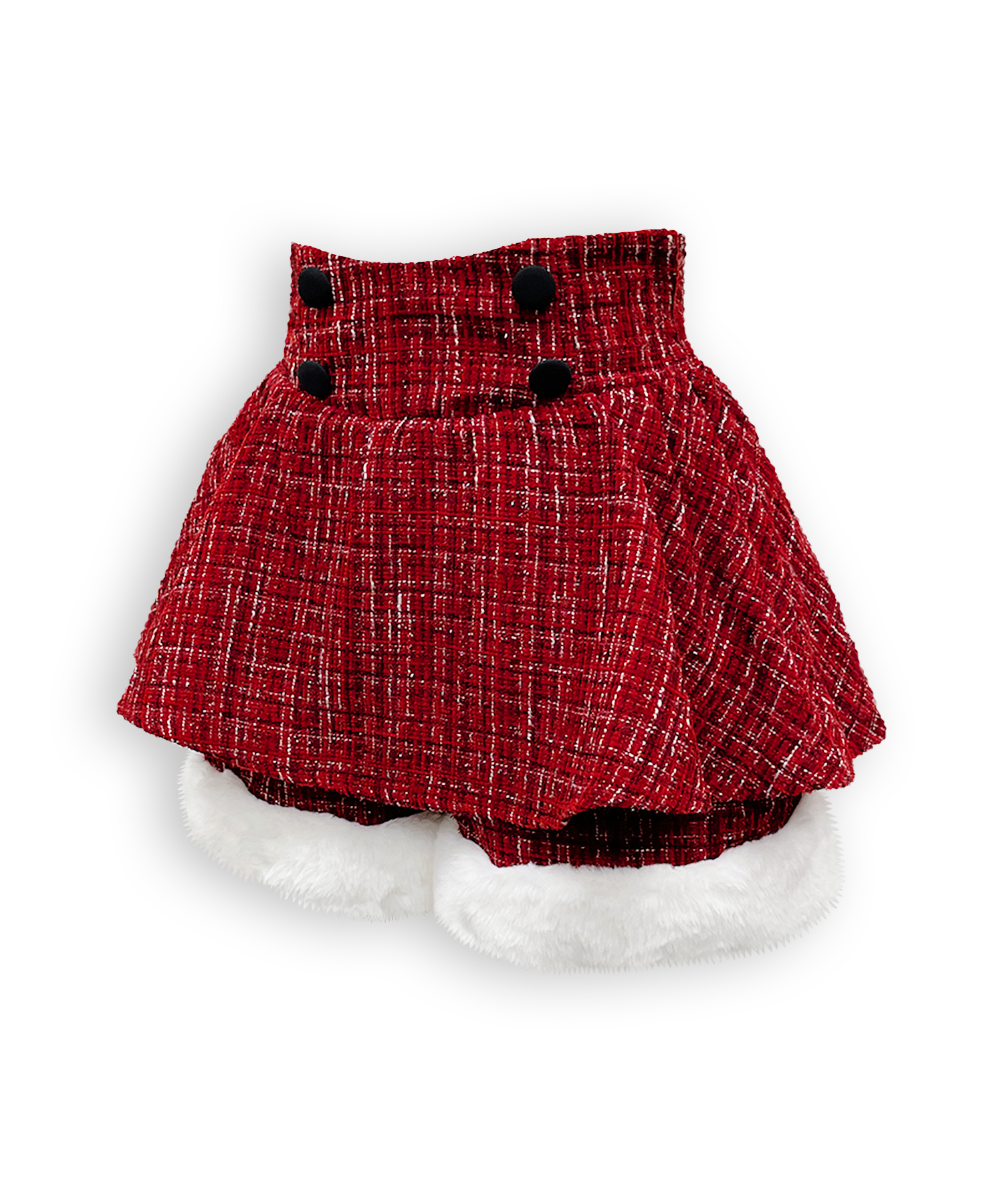 裾ファーツイードペプラムショートパンツ