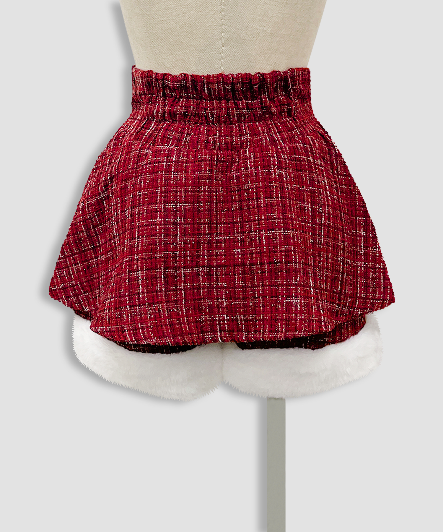 裾ファーツイードペプラムショートパンツ