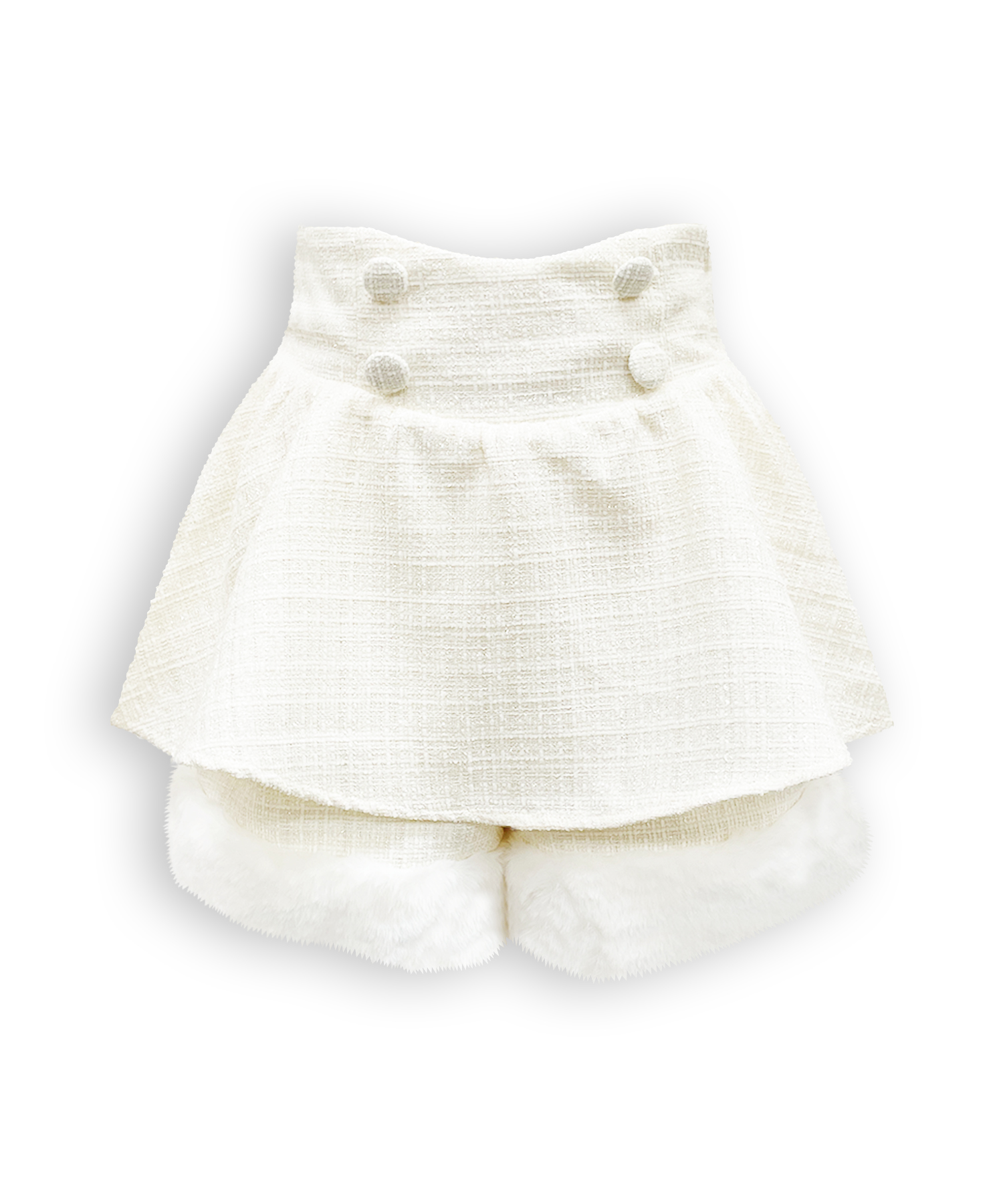 裾ファーツイードペプラムショートパンツ