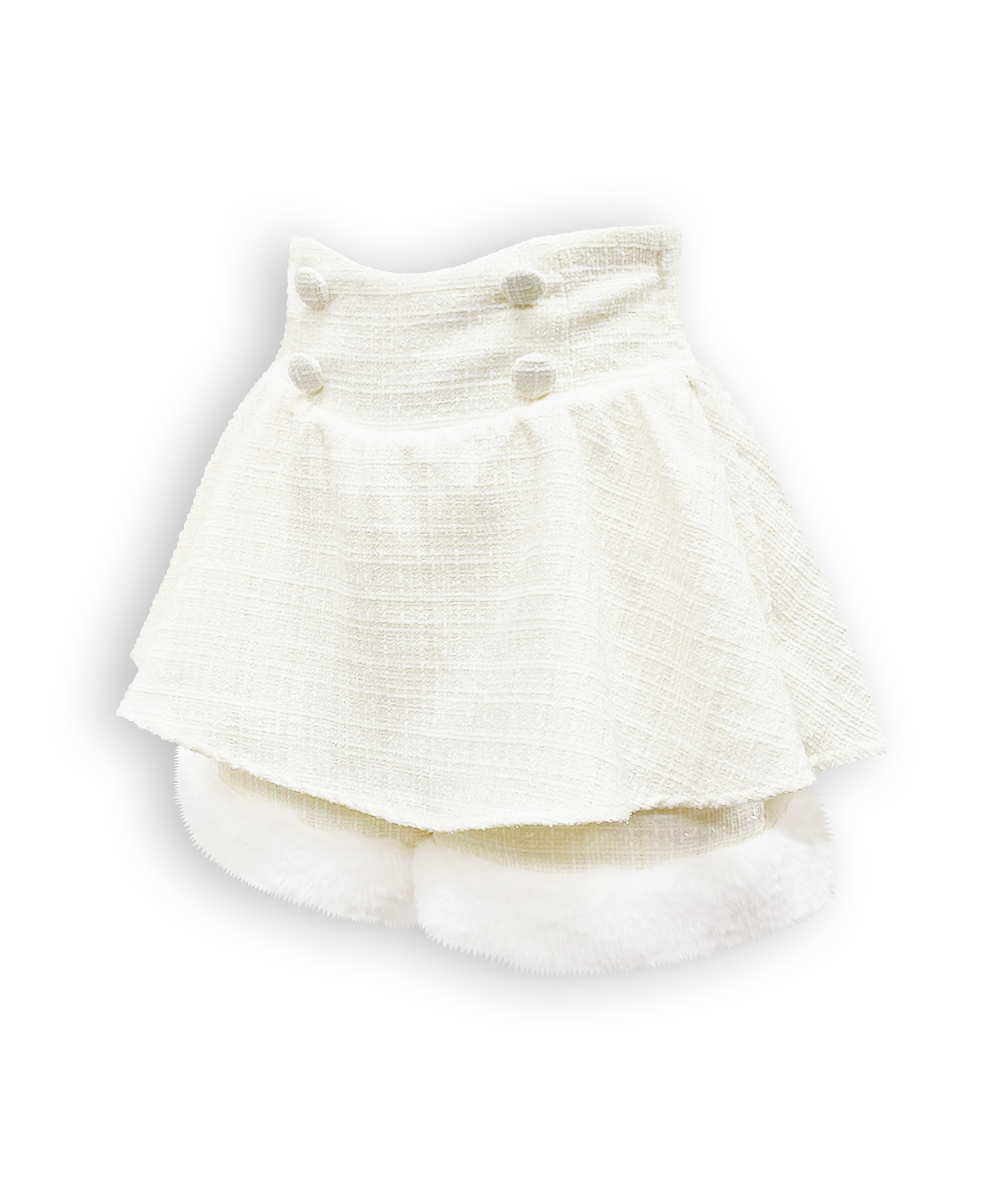 裾ファーツイードペプラムショートパンツ