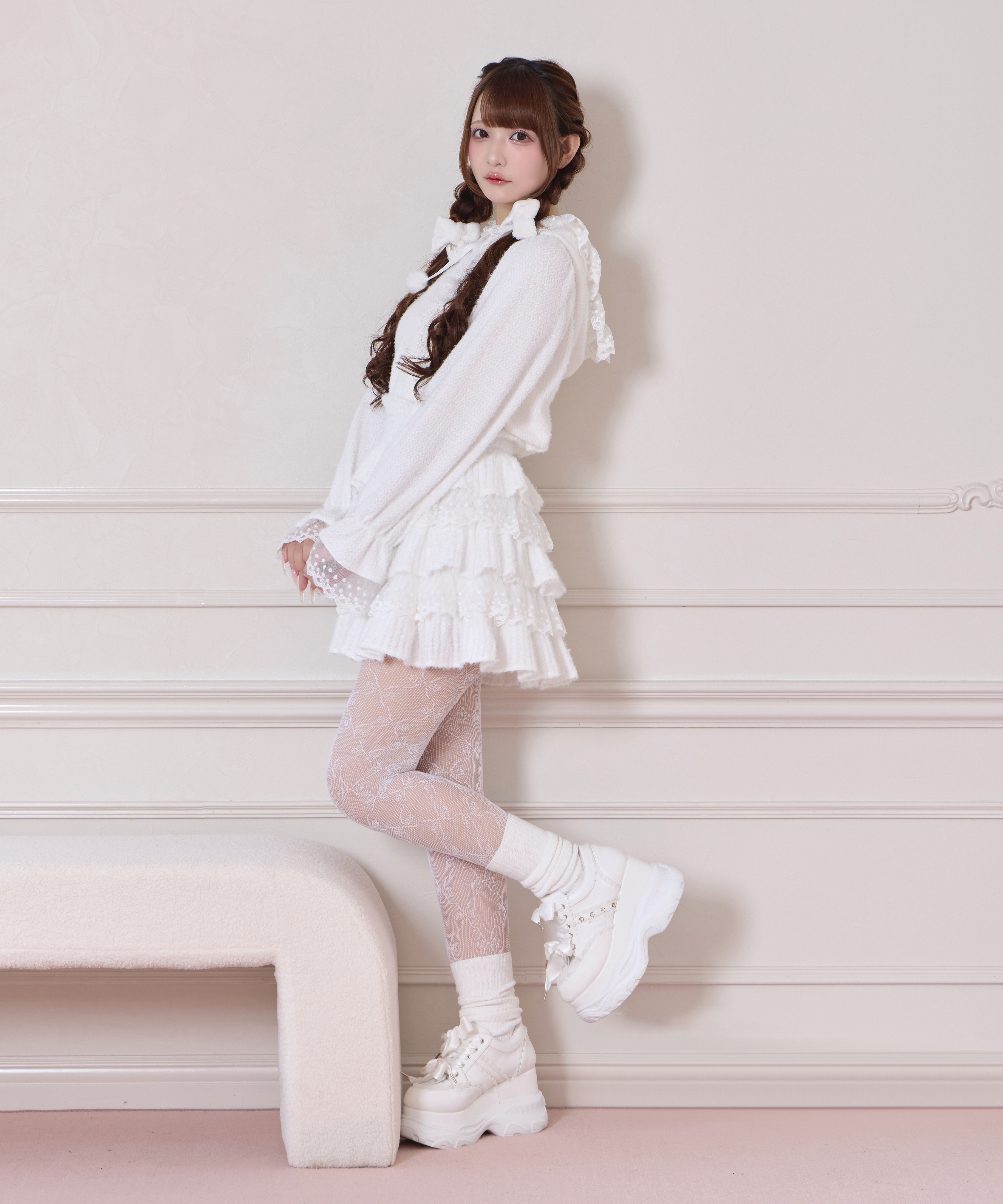 ポイントレースティアードスカート