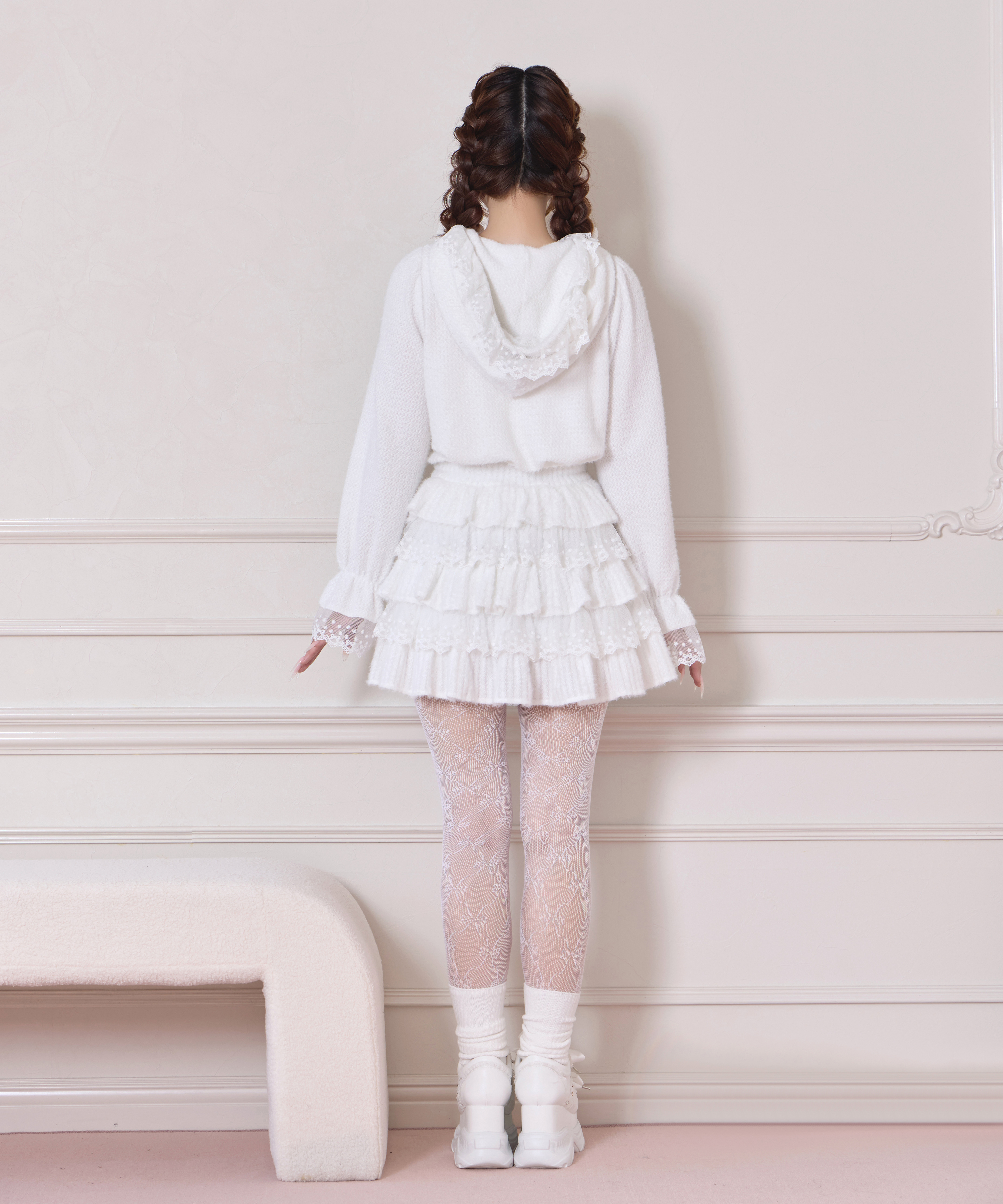 ポイントレースティアードスカート