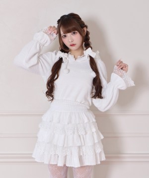 ポイントレースティアードスカート