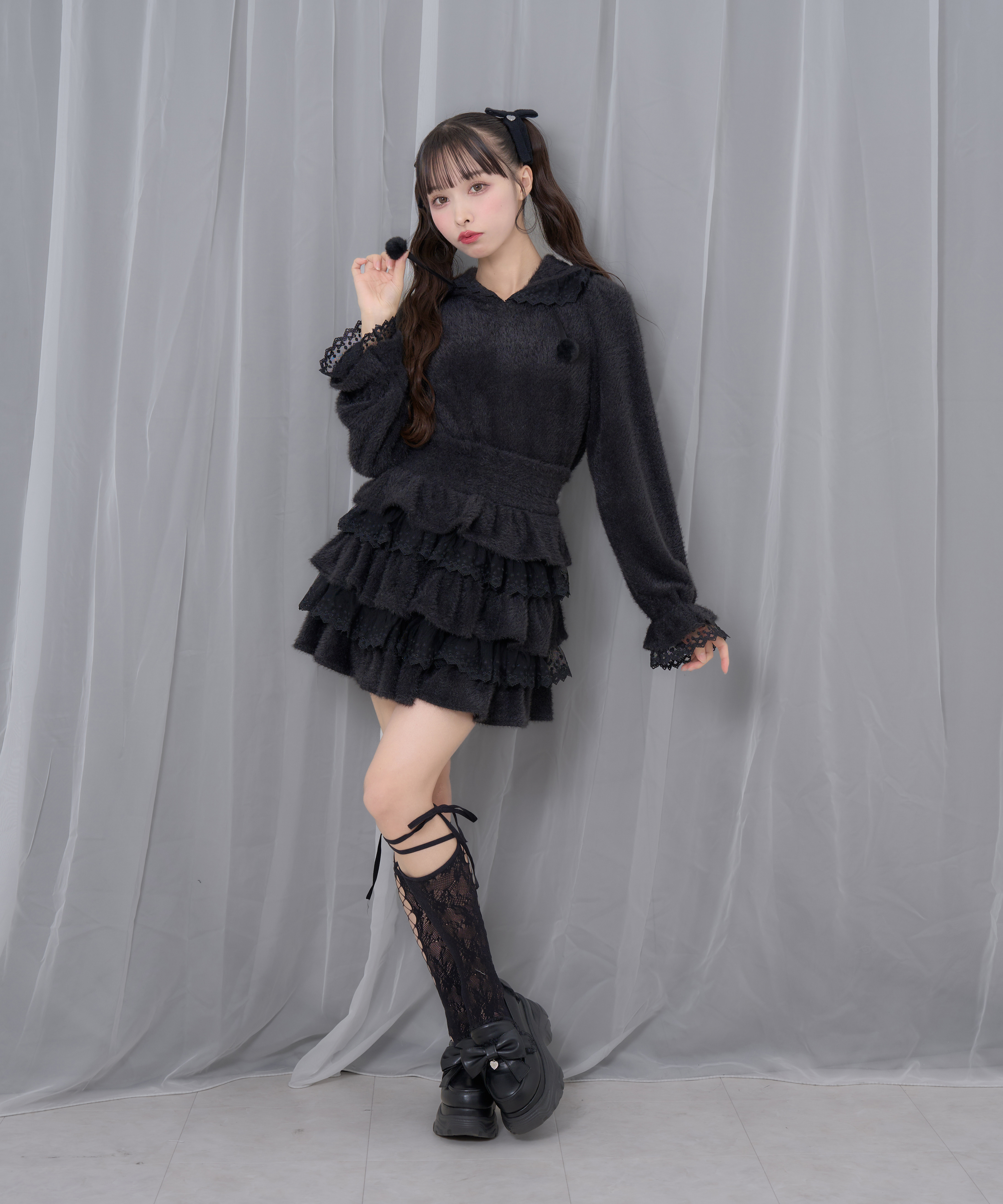 ポイントレースティアードスカート