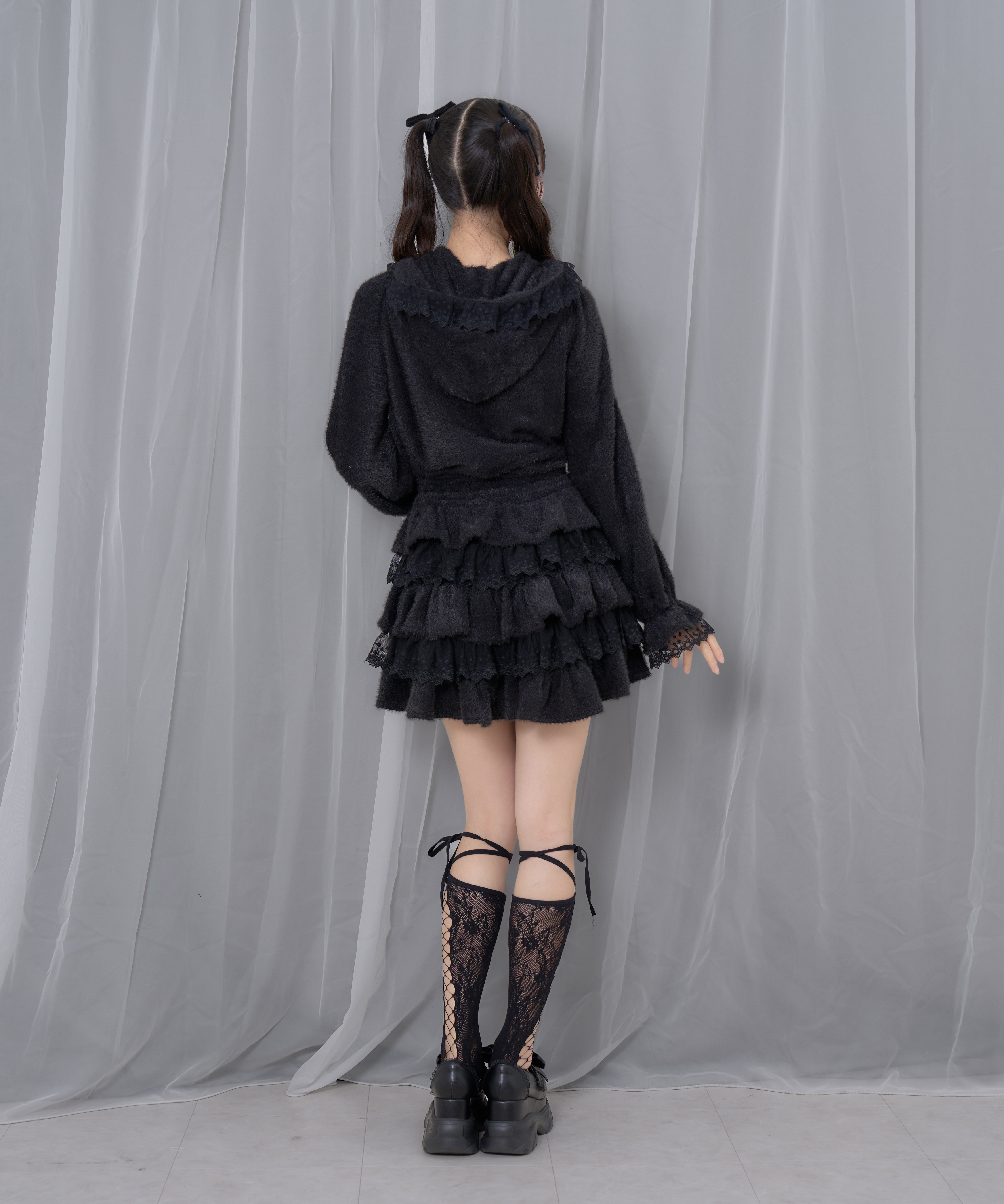 ポイントレースティアードスカート