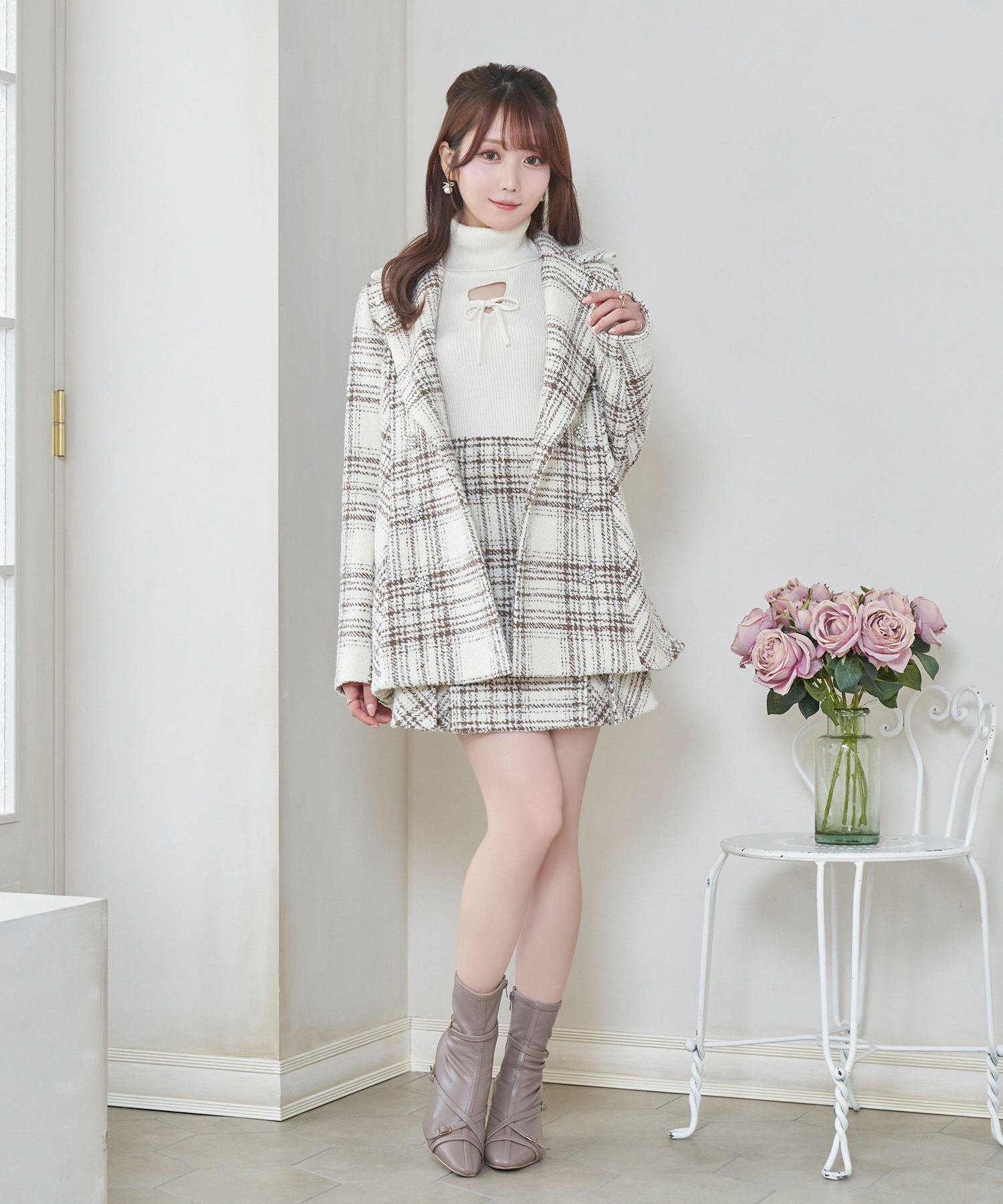 【Special Gift Fair】tweed check jacket