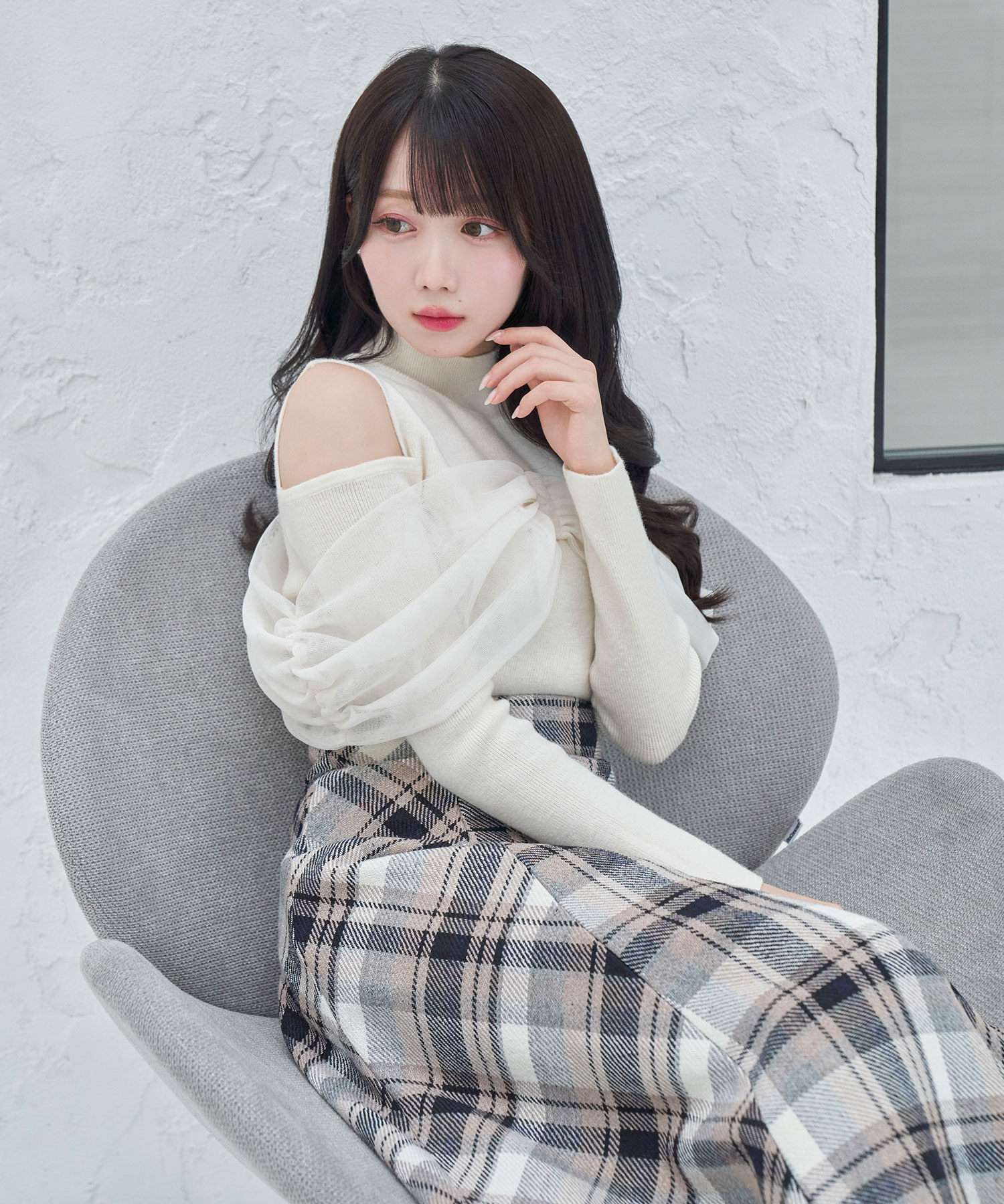 【Special Gift Fair】tulle o/shoulder like knit tops