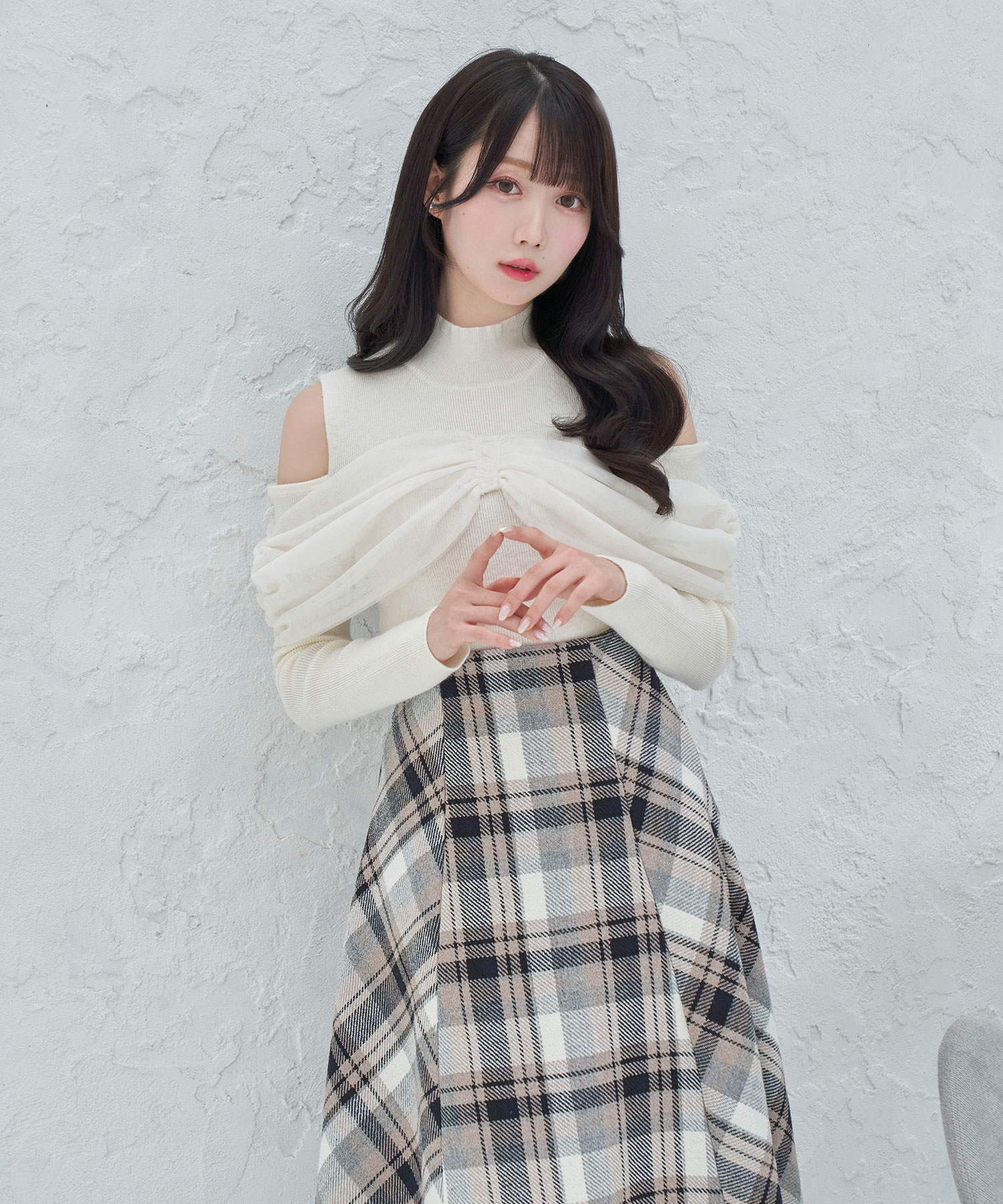 【Special Gift Fair】tulle o/shoulder like knit tops