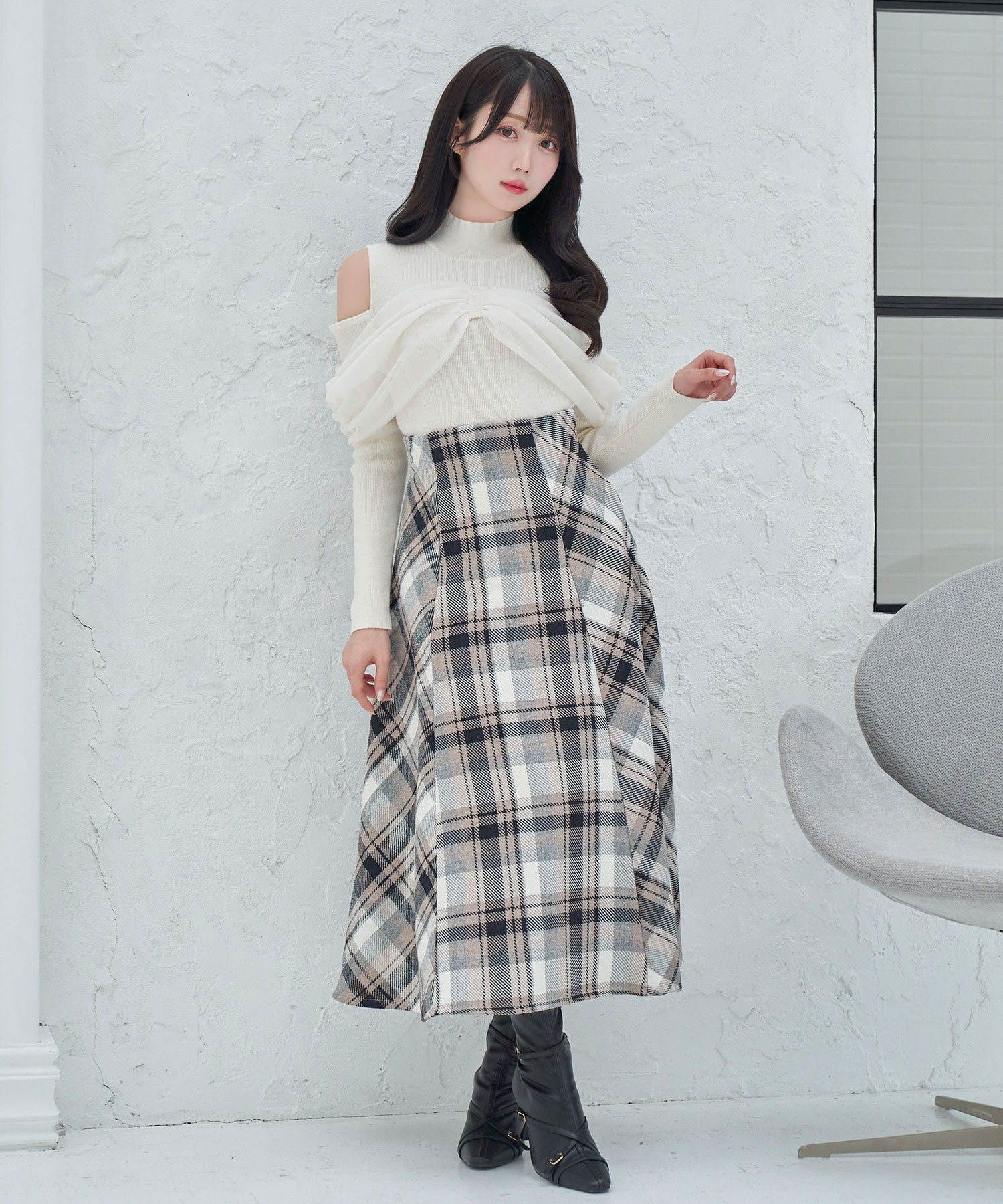 【Special Gift Fair】tulle o/shoulder like knit tops