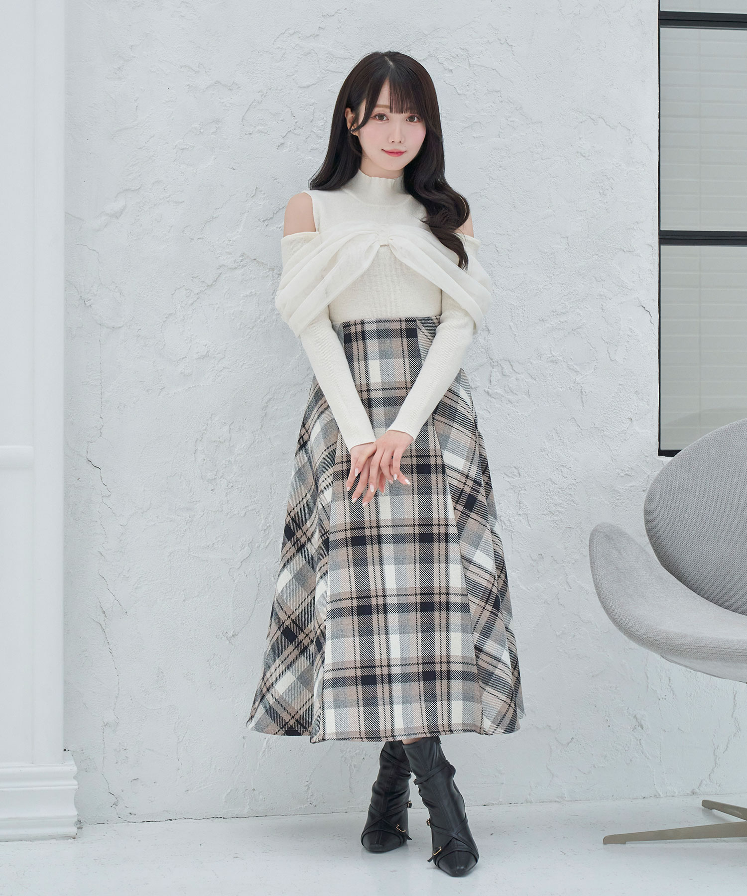 【Special Gift Fair】tulle o/shoulder like knit tops