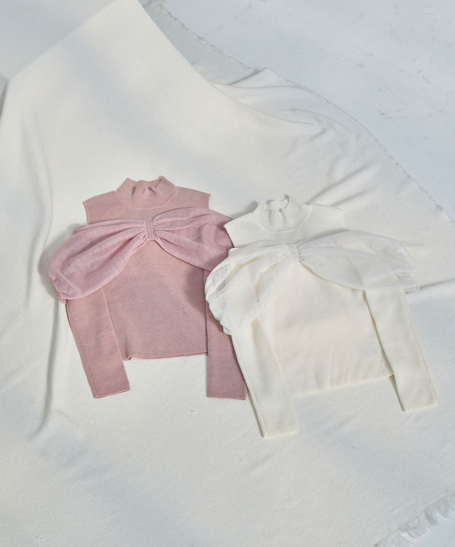 【Special Gift Fair】tulle o/shoulder like knit tops